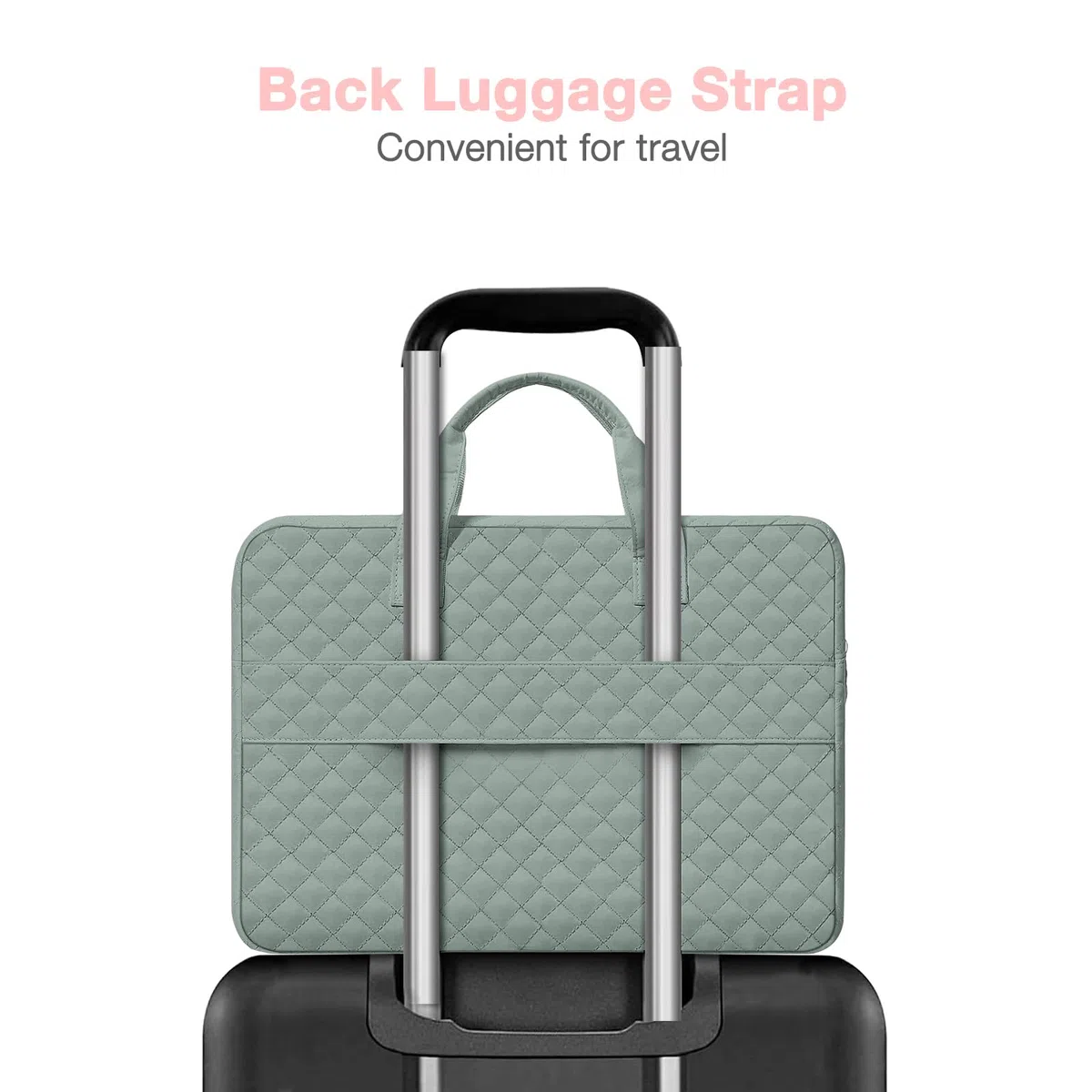 MOSISO 13,3 pollici Custodia Laptop, 13-14 pollici Borsa PC Compatibile con MacBook Air/Pro 13/ Pro 14, HP Dell ASUS Lenovo, Piazza Trapuntato Borsa con 2 Tasche e Maniglia e Cintura, Verde Antico