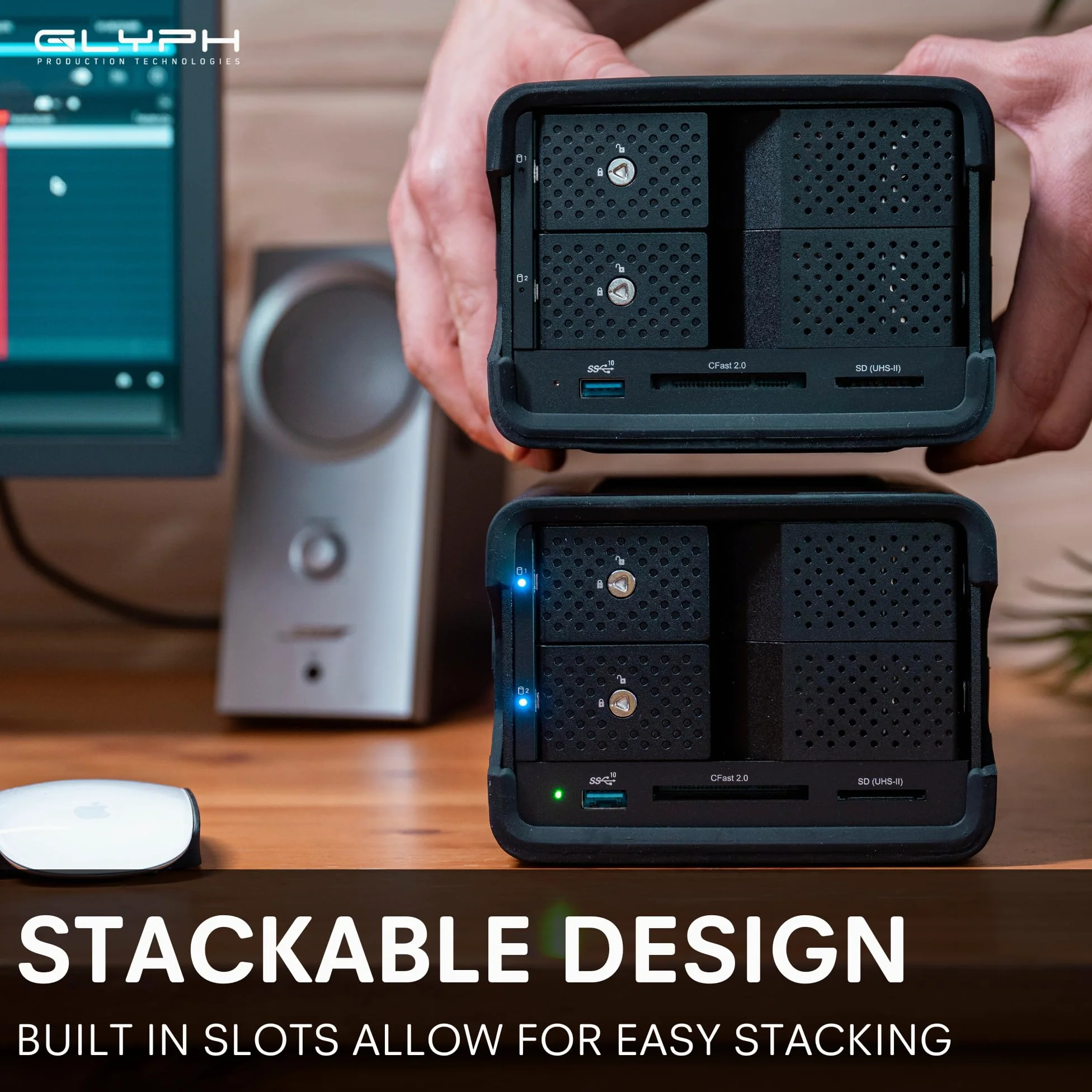 Glyph Blackbox PRO RAID 40TB Enterprise Class – Hard Disk Esterno Desktop, Thunderbolt 3, 7200 RPM, RAID 0/1/JBOD/SPAN, Case in Alluminio, Mac/Windows, Fino a 550MB/s
