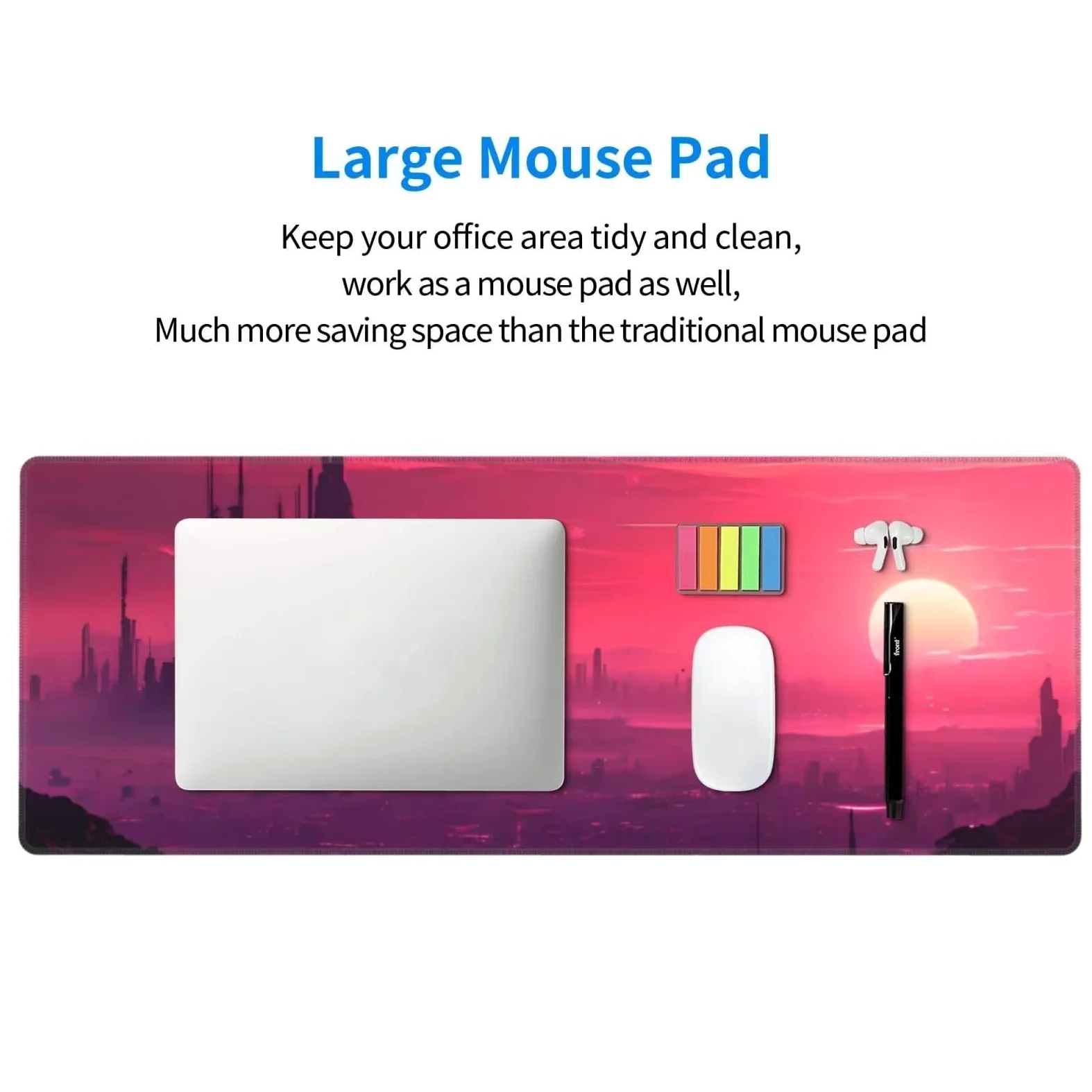 Tappetino Mouse, Tappetino Mouse Gaming Grande XXL 1500x800x3mm Tappetino Scrivania Mouse Pad, Base in Gomma Antiscivolo, Bordi Cuciti,Lavabile, Mousepad per Ufficio e Gaming (Paesaggio urbano) R-92