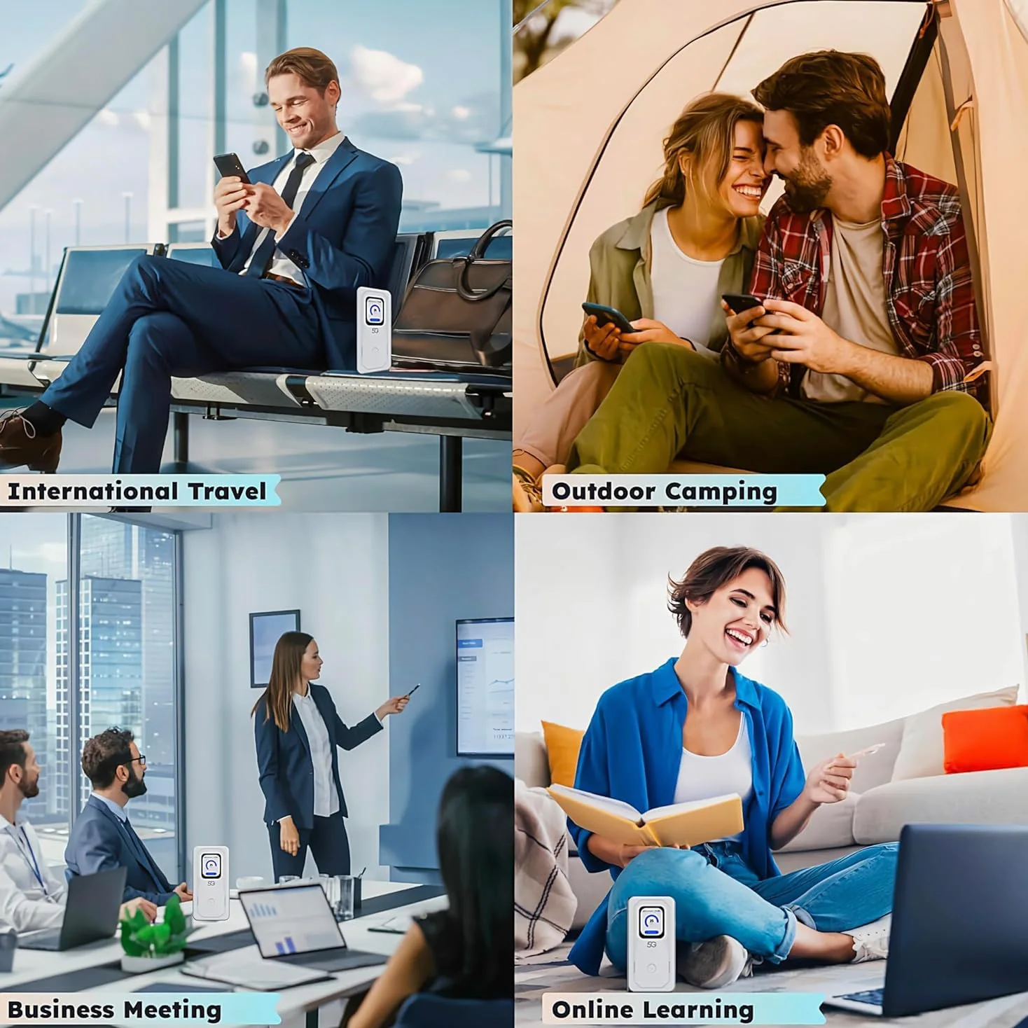 Mobile WiFi 6 Schermo Touch Portatile Hotspot 5G LTE Sim Router 2Gbps,6000mAh Batteria Ricaricabile, Modem USB wireless,Senza Configurazione,per Viaggio e sul Lavoro.non navigare, modifica APN