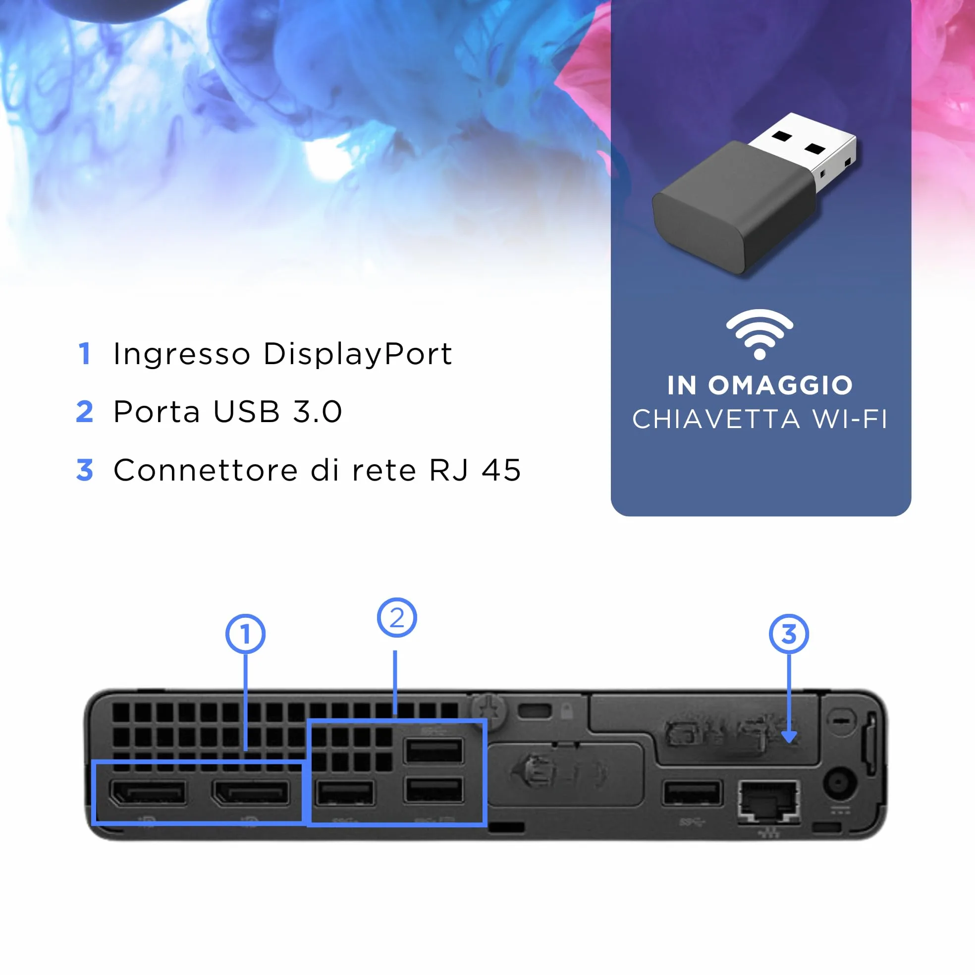HP EliteDesk 800 G6 - Mini PC Intel i7-10700T 8 Core 2.0GHz - Ram 16Gb SSD 256Gb - Win 11 Pro Pronto all'uso con Libre Office + Chiavetta Wi-Fi (Ricondizionato)