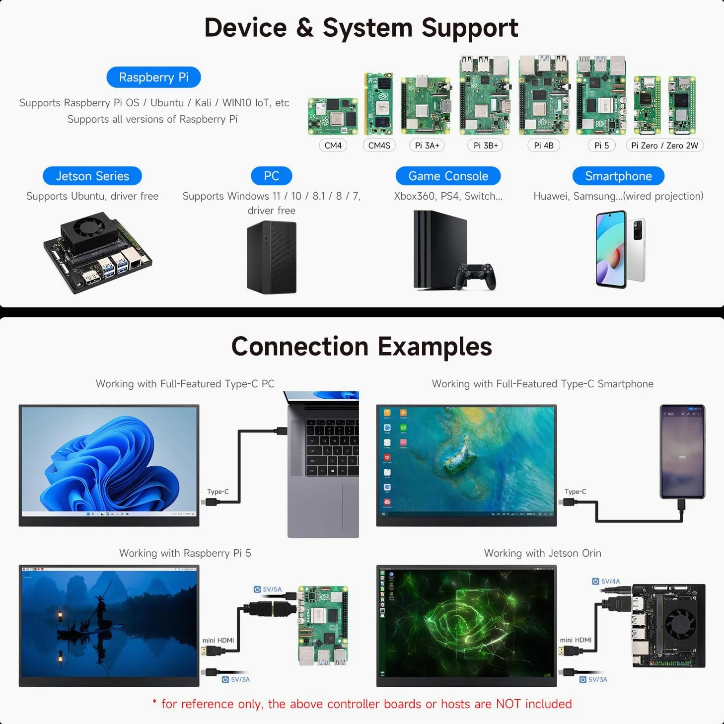 LUCKFOX 14" Portable Monitor with Stand - Plug&Play 1920x1200 WUXGA FHD Ultra Thin/Light USB-C HDMI Second Monitor 178° Viewing Dual-Track HiFi Speaker for Raspberry Pi/Jetson/PC/Game Console/Phone