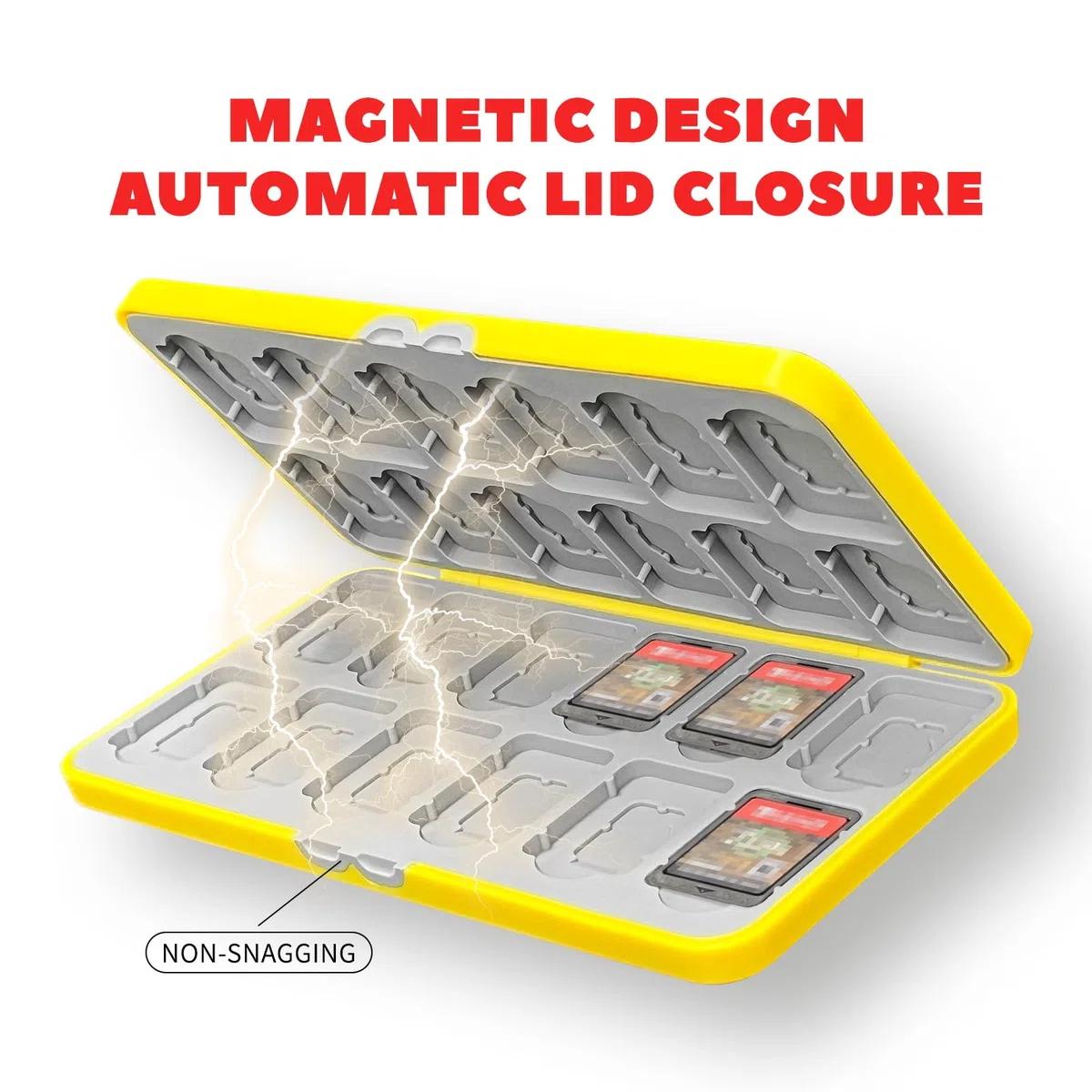 doepeBAE Custodia per Schede di Gioco, Custodie Giochi Switch, Switch Game Card Case, Scatola per Carte con Fodera in Silicone, Con 24 Slot per Cartucce di Gioco e 24 Slot per Schede SD (24B)