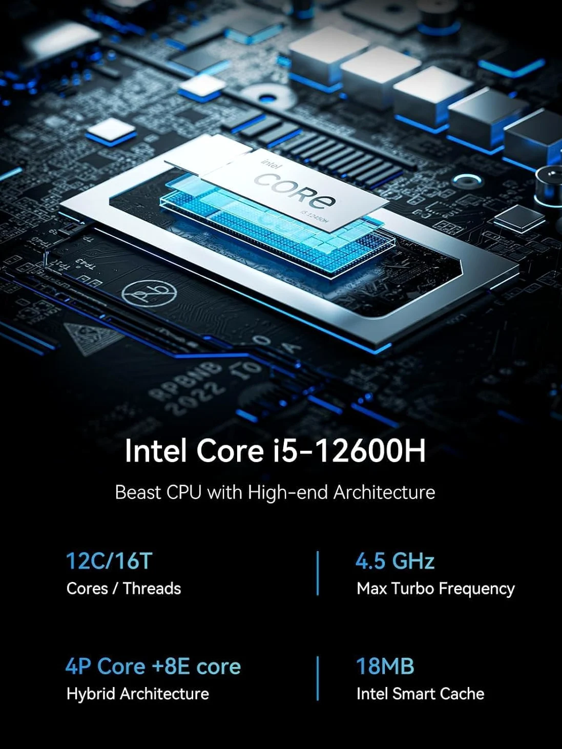 MINISFORUM Mini PC NAB6 Lite, processore Core i5-12600H da 12 core/16 thread fino a 4,5 GHz, scheda grafica Iris XE, DDR4 da 16 GB/512 GB PCIe4.0 SSD, 2xHDMI/2xUSB-C/2xRJ45 2.5 LAN
