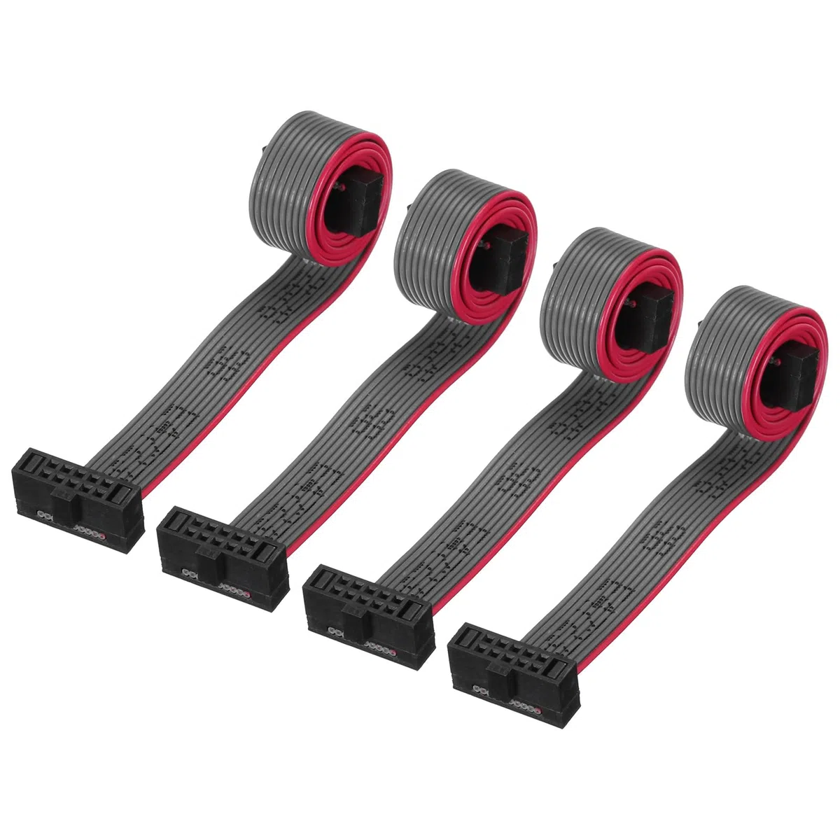 QUARKZMAN Cavo a Nastro Piatto Idc a 10 Pin, Passo 1,27 mm, connettore Fc a Fc, Lunghezza 20 cm, Filo Grigio per Computer, display Led, Dvd, confezione da 4 Pezzi