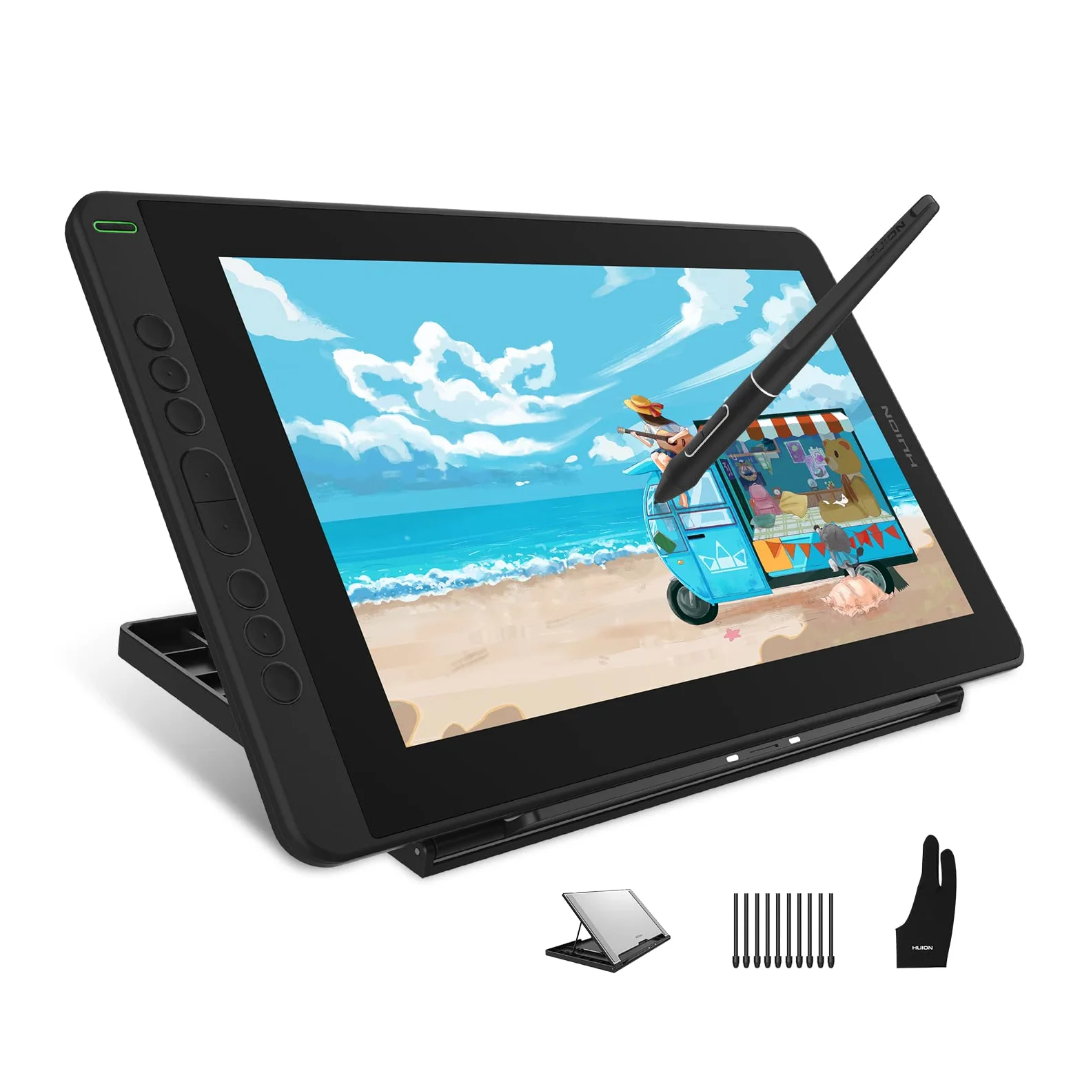 HUION Kamvas 13 Tavoletta Grafica con Schermo, Monitor Grafico da 13,3 Pollici, 120% sRGB, Penna PW517, Supporto Dispositivo Android, Ideale per Lavorare da Casa e Apprendimento Remoto