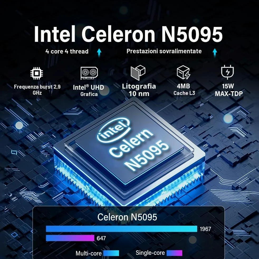 Computer Mini PC Mini Desktop PC con Schermo Tattile 10,1 Pollici, N5095 Win 11 Pro pc-mini Portatile 8GB RAM, 128GB ROM, Batteria 5000mAh, Display 4K HDMI&Tipo C, RS232, WiFi5,0, BT5,0