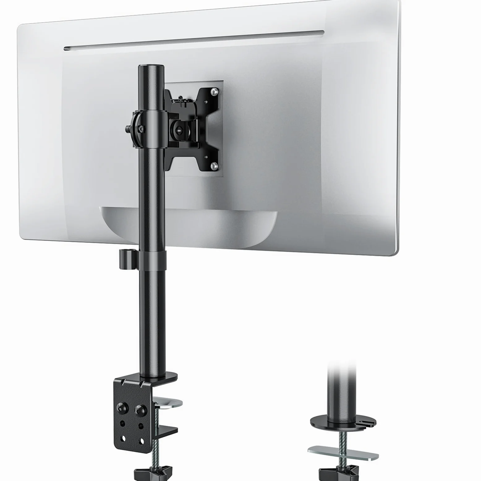 WALI Braccio singolo per monitor fino a 27", completamente regolabile, con inclinazione e rotazione, portata fino a 10 kg, VESA 75 e 100 mm, nero
