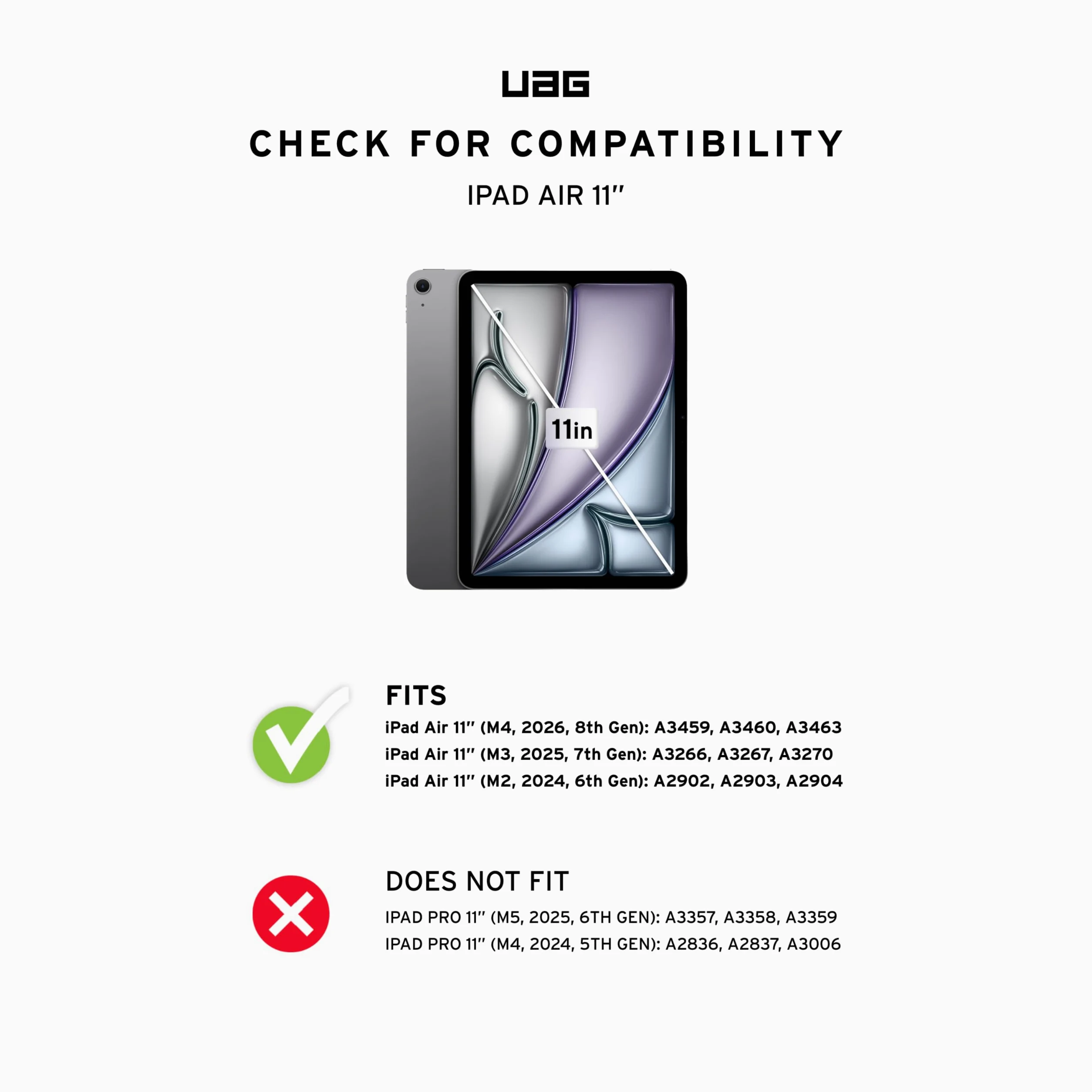 URBAN ARMOR GEAR Progettata per iPad Air 11 (7a generazione, 2025, M3), robusta custodia protettiva a portafoglio con supporto regolabile multi-angolo e portamatite Plyo LT ghiaccio/nero