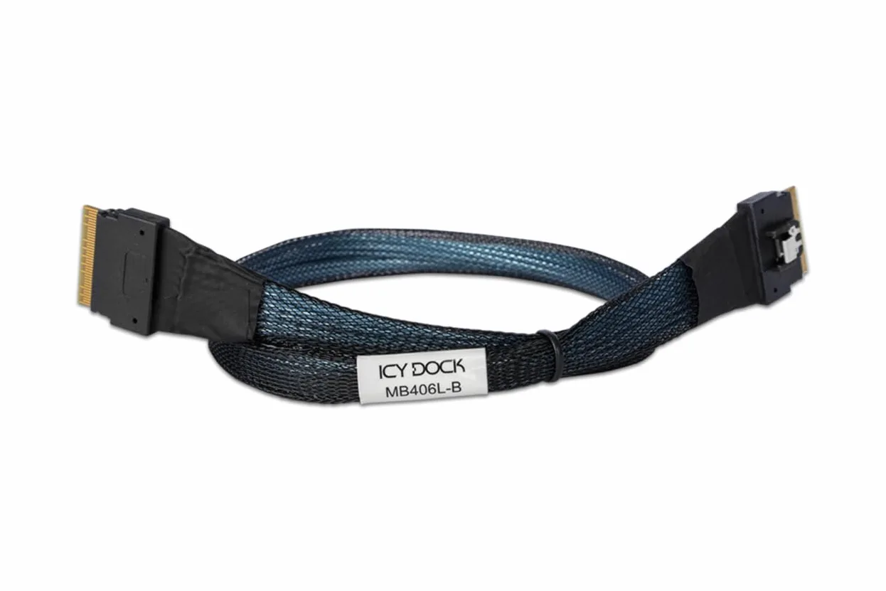 ICY DOCK MB406L-B - Cavo dati SlimSAS SFF-8654 8i a 1 SlimSAS SFF-8654 8i, lunghezza 50 cm