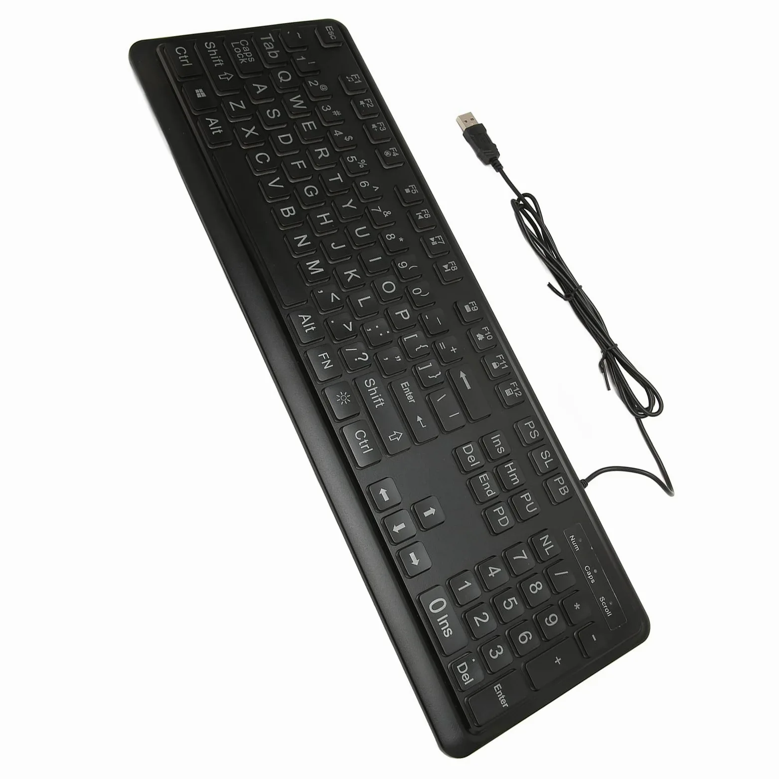 Lazmin112 Tastiera con Stampa Grande, Letter in Grassuto Grandi 104 Tasti Tastiera per Computer Retroilluminata a LED Bianca Cablata USB Standard Di Dimensioni Standard per Anziani, per