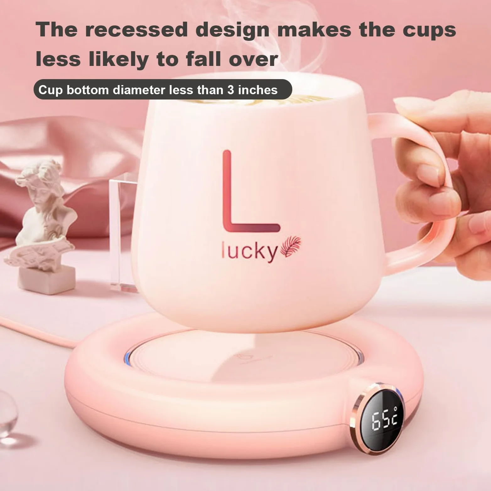 Scalda-tazze da caffè, USB con scatola, scalda tazza per scrivania con spegnimento automatico, 3 impostazioni di temperatura, scalda tazza da caffè, regalo per donne, regalo per Natale (bianco)