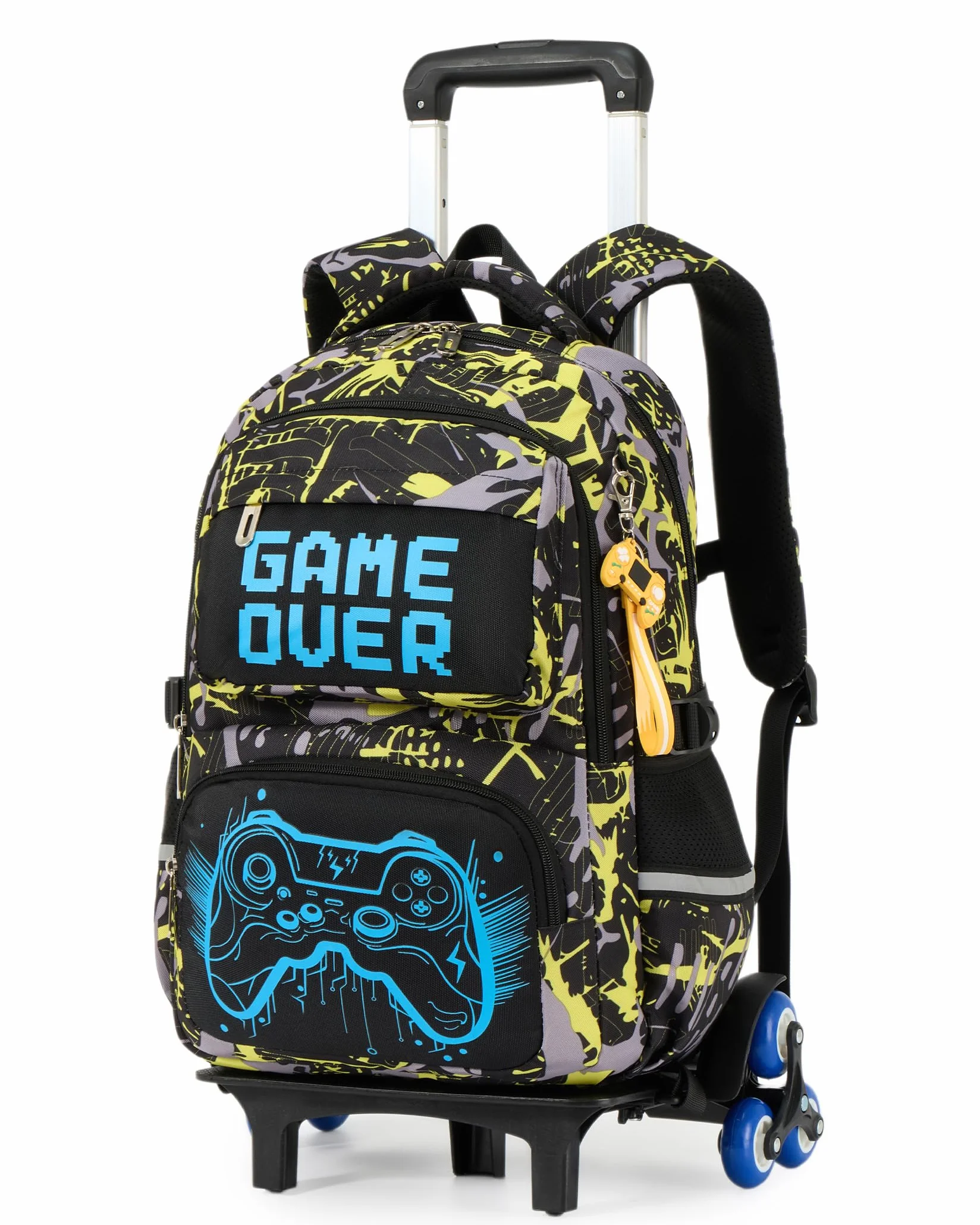 Amythe Zaino Trolley Scuola Ragazzi 8 a 12 anni con 6 Luminoso, Giallo | Impermeabile Grande Riflettente Leggero Giallo Daypack Multitasche Capiente Resistente per Scuola Viaggio Escursione