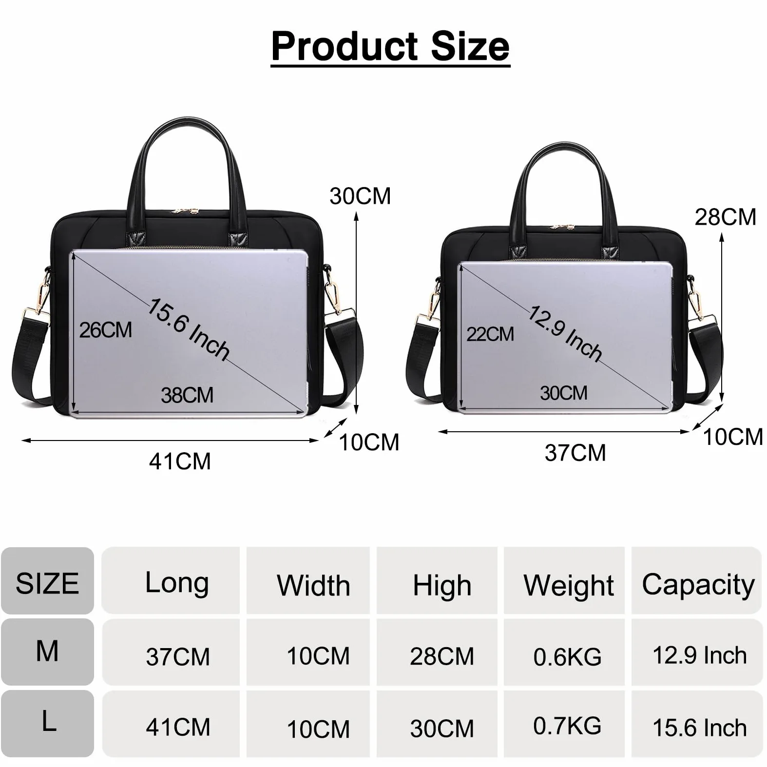 FANDARE Borsa Porta PC Donna Lavoro Cartella Borse per 15.6 Pollici Computer Grande Borsa Messenger Tracolla Ventiquattrore per Ufficio Università Insegnanti Scuola Lavoro Business Nero M