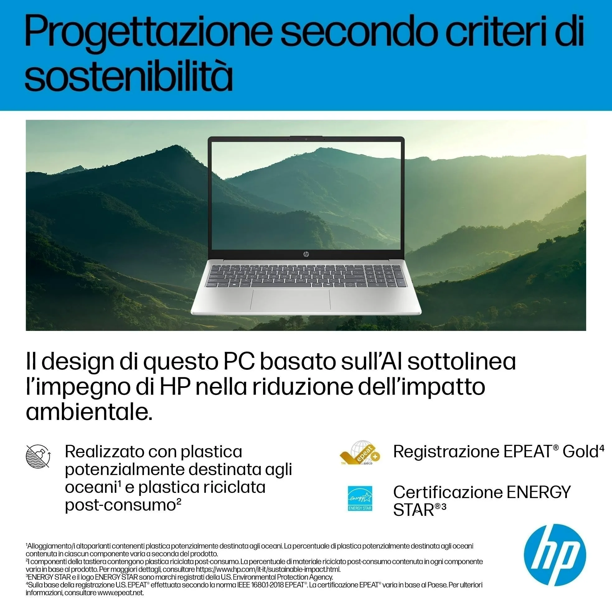 HP Laptop 15-fd2005sl, PC Portatile 15", Display FHD, Notebook, (Intel Core Ultra 5 225U, RAM 24GB, SSD 1TB, Windows 11), Computer Portatile, Uso quotidiano, Tastiera Italiana, QWERTY, Argento