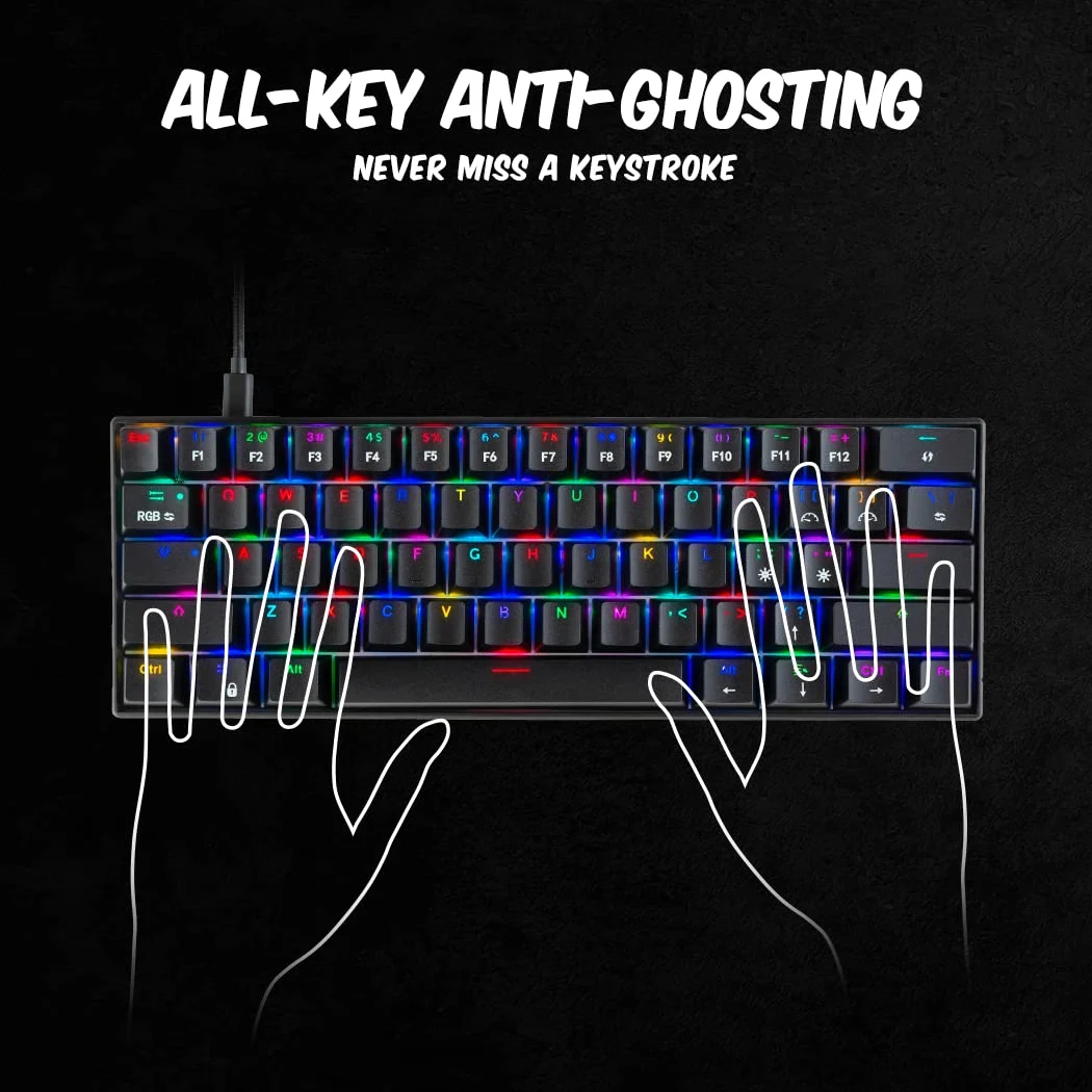 Cosmic Byte CB-GK-21 Themis 61 Key Mechanical Per Key RGB Gaming Keyboard with Outemu Blue Switches & Software (Black, USB-A Connectivity) | Adjustable Backlight | Lighting Effects | Gaming Keyboards