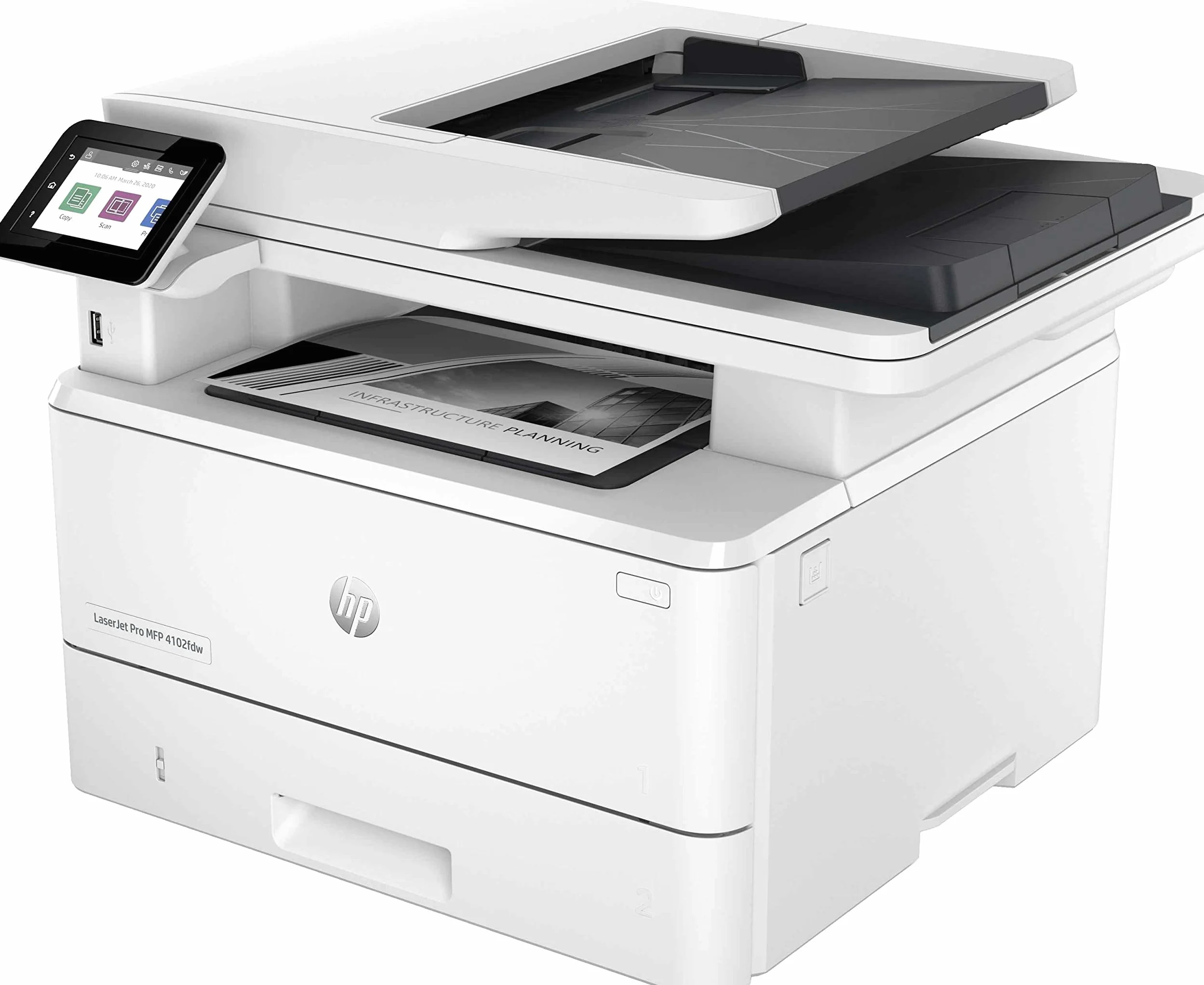 HP - LaserJet Pro 4102dw Wireless Multifunction Bianco e nero Stampante, Fotocopiatrice, Scanner Duplex