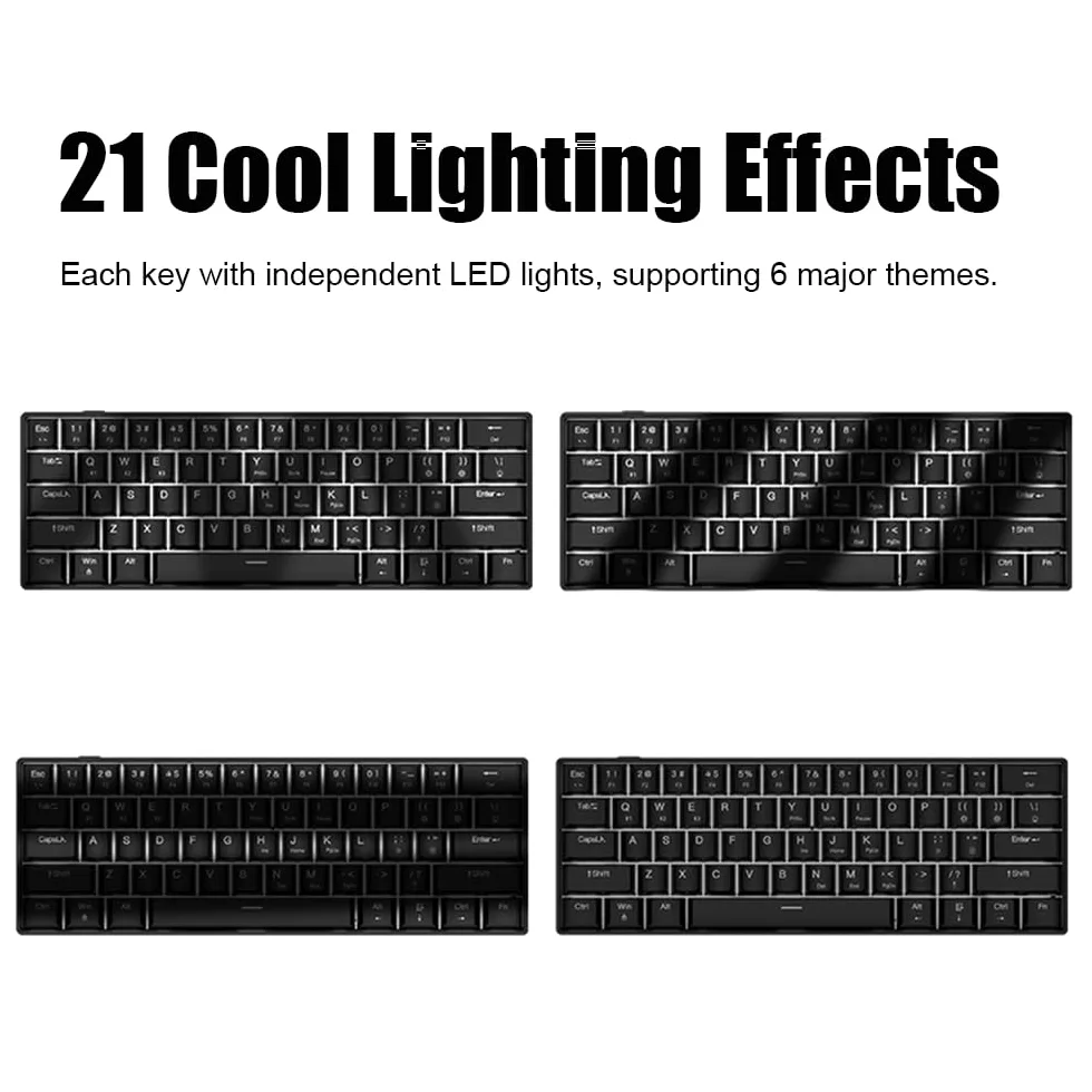 docooler 60% Tastiera meccanica a 61 tasti con cavo USB OUTEMU, retroilluminazione a LED, supporta hot swap, interruttore blu/interruttore rosso