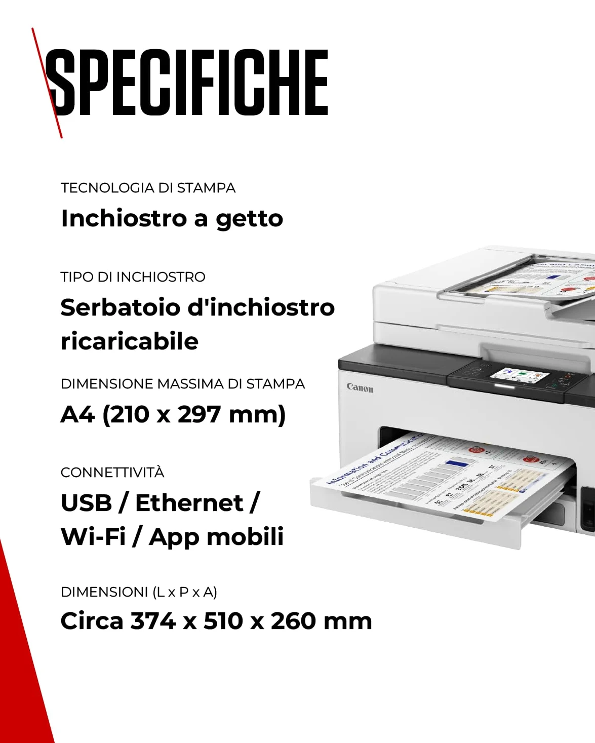 Canon Stampante WiFi per Casa e Ufficio MAXIFY GX2050 - Stampante Multifunzione MegaTank con Scanner, Fax e Fotocopiatrice per Casa | Connettività WiFi, Ethernet e USB