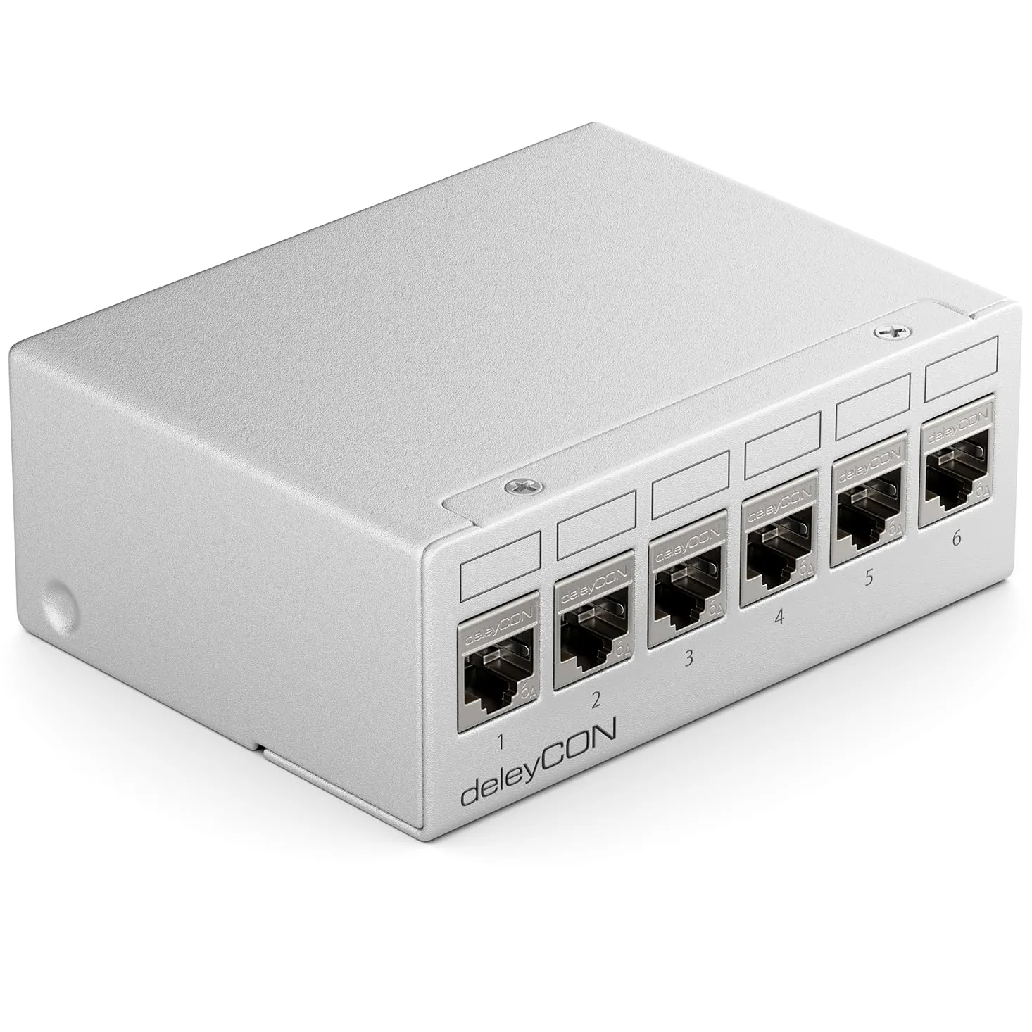 deleyCON Patch Panel 6 Porte Set Sezionatore 1RU + 6 Moduli Keystone Jack RJ45 STP CAT6a Compatibile con Cavo di Installazione CAT5 CAT6 CAT6a CAT7 Cavo di Rete Ethernet LAN DSL - Grigio