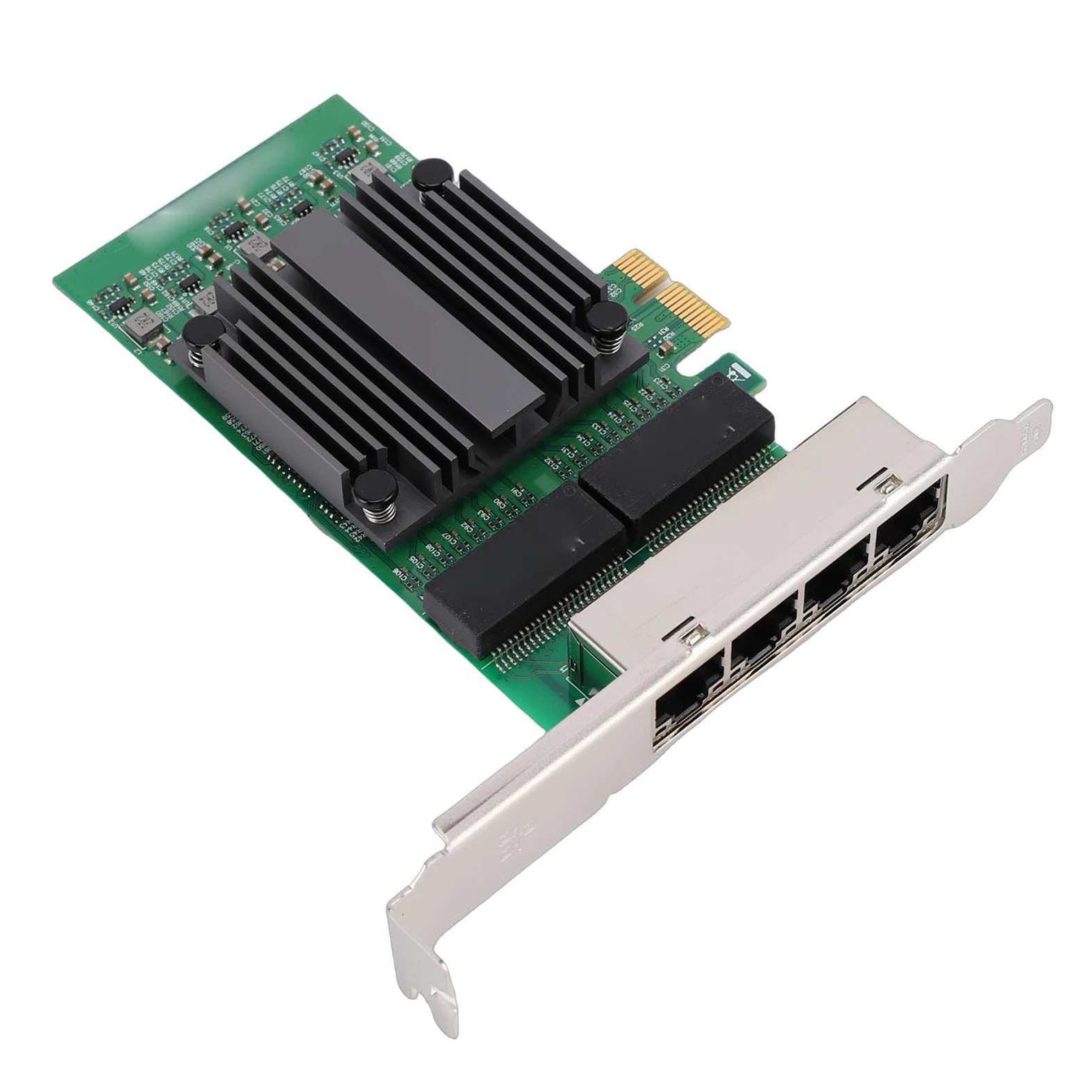 Ausla Scheda di Rete PCIe X1 a 4 Porte, Scheda Adattatore di Rete Gigabit Ethernet PCB con Chip 82571, 4 Porte RJ45 10 100 1000Mbps, Basso Carico della CPU per PC Industriali Server Desktop