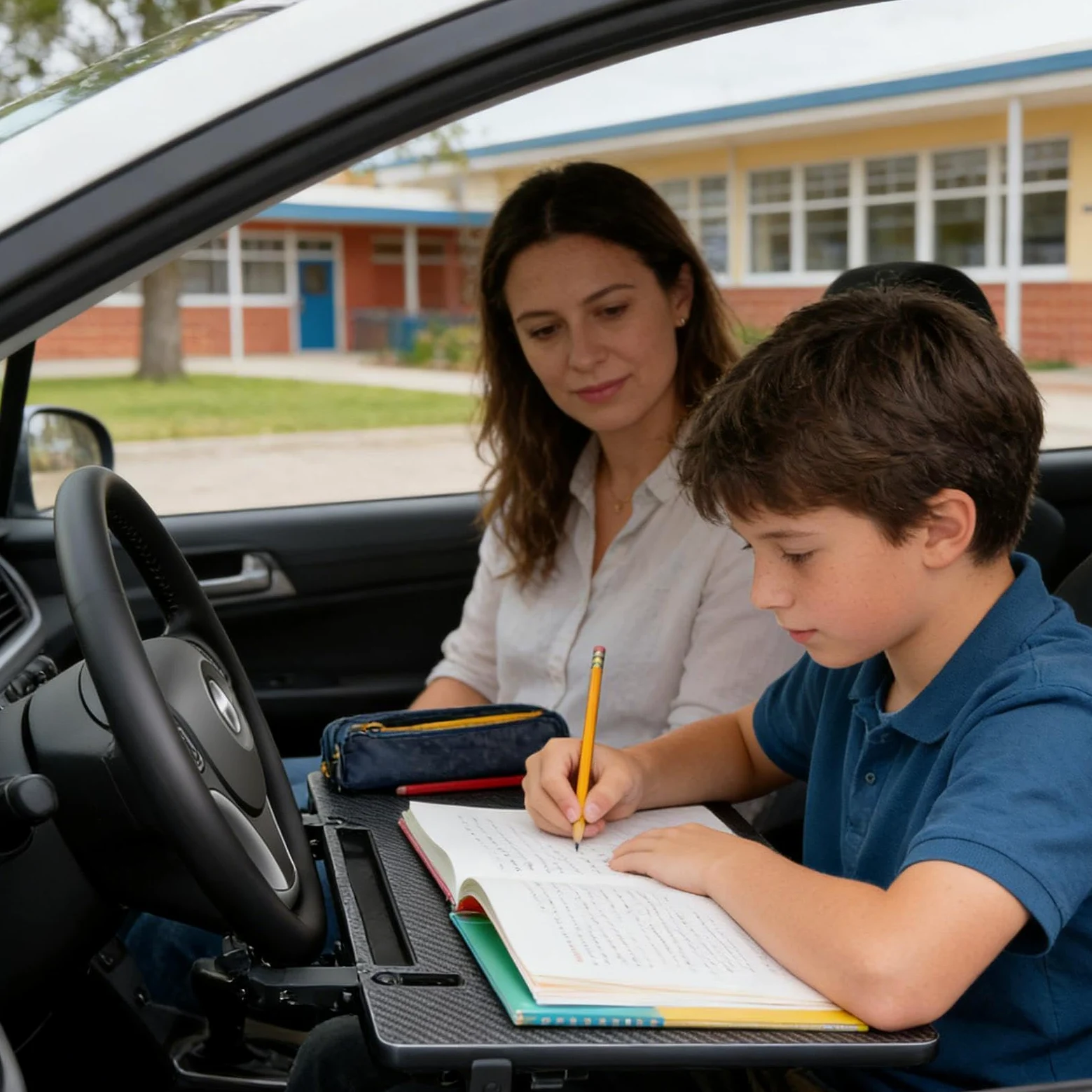 Scrivania da Volante per Computer Portatile Multifunzione a Bloccaggio con | Supporto per Computer da Auto per Snack, Bevande, Tablet, Videoconferenze, Pasti, Lavoro, Scrittura