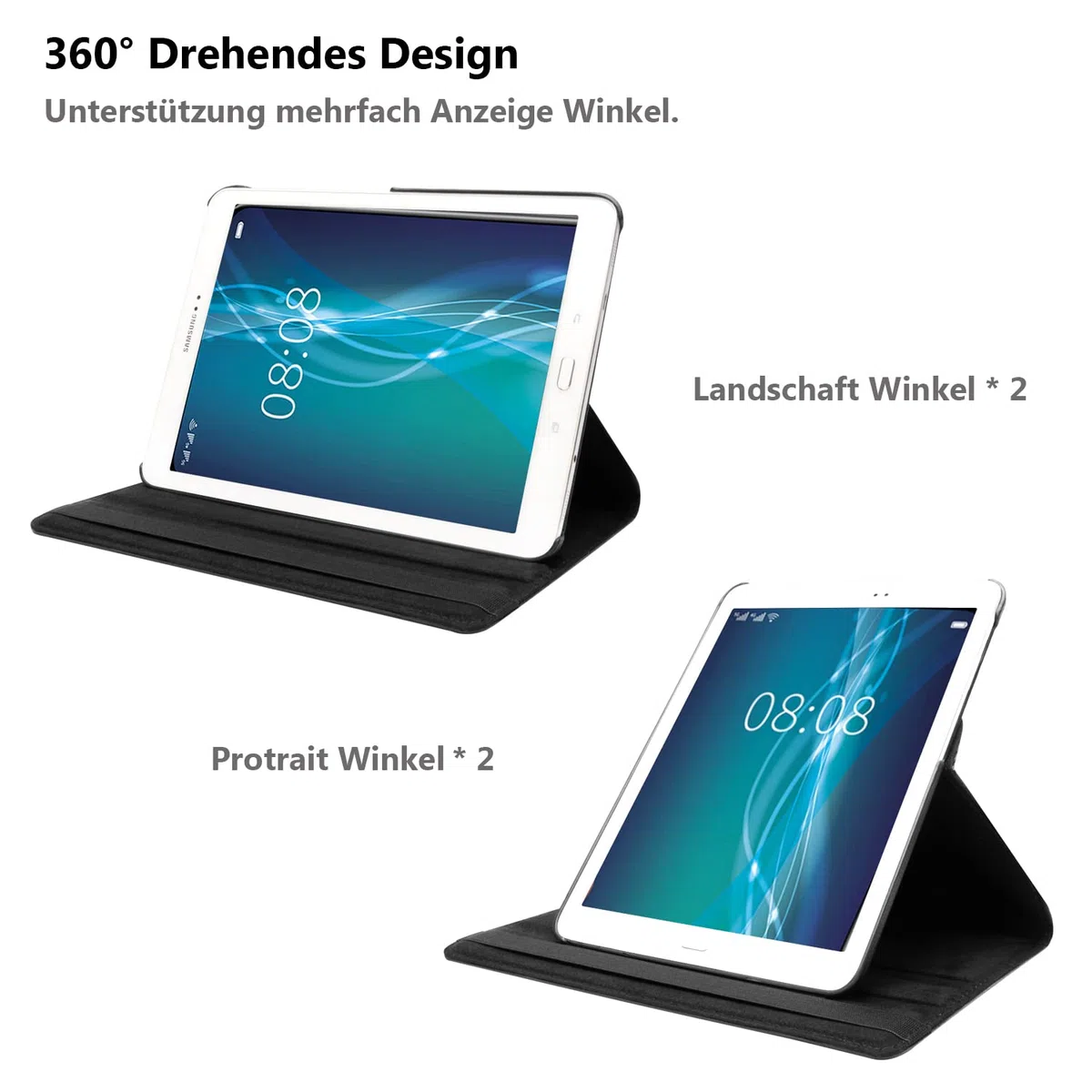 Custodia per Samsung Galaxy Tab S3 9.7 pollici 2017 (SM-T820 SM-T825) - Rotazione di 360 gradi Custodia protettiva completa per supporto,Con Penna Stilo, Pellicola Per Schermo (Black)