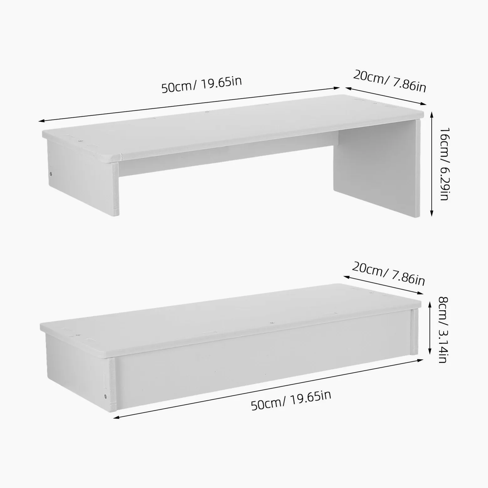 NUOBESTY Rialzo per Monitor Rustico Bianco a 2 Livelli in Legno Plastico | Ripiano Doppio, Superficie Rifinita, Uso su Scrivania Ufficio e Postazioni Gaming