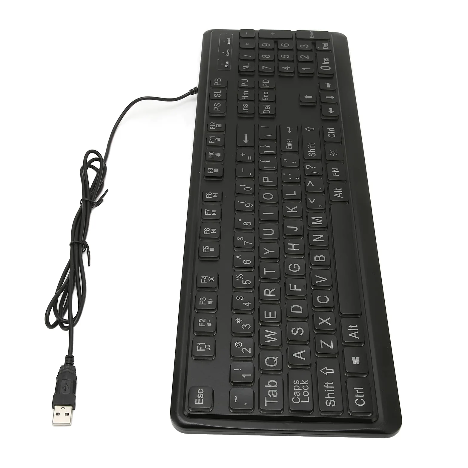 Tastiera con Tasti Grandi, Tastiera per Ipovedenti, BiancoGrandi Lettere in Grassetto, 104 Tasti Tastiera Cablata USB Standard di Dimensioni Standard, Plug and Play