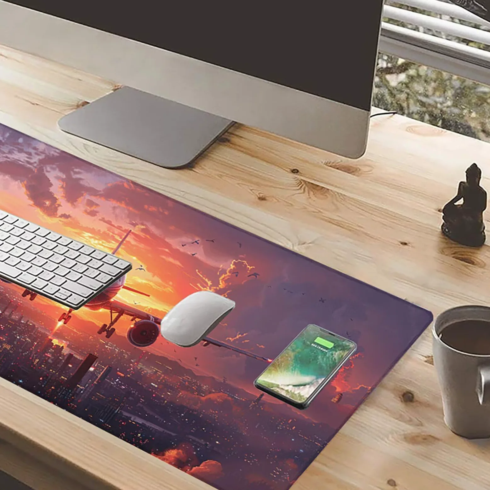 Aereo Tappetino Mouse XXL 1200x600mm Tappetino Mouse Giallo Gomma Antiscivolo Sottomano Scrivania, Migliora Precisione e Velocità Mouse Pad per Ufficio Gaming Accessori Scrivania, Regalo Uomo, H-H