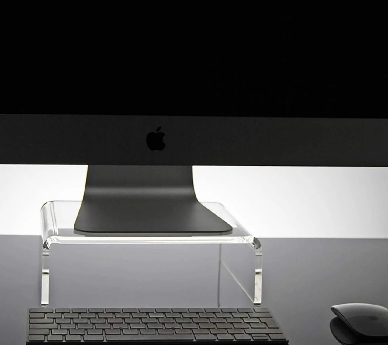 Slato Supporto Alzata Universale per Monitor Computer Fisso in Cristallo Acrilico Trasparente Rea Piccolo (25 x 25 x 9 cm)