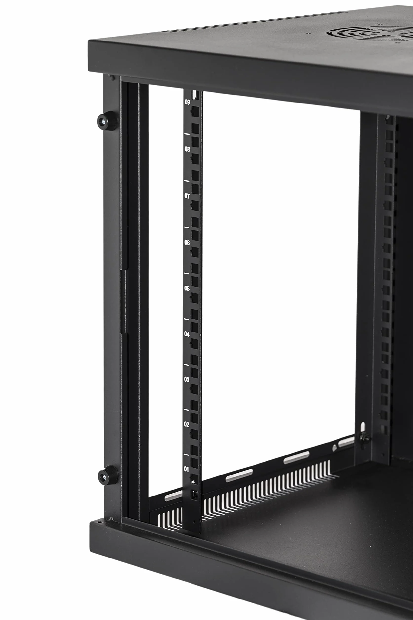 LINK LK1909UN armadio rack 19" 9 unità da muro per reti con fianchi apribili e porta in vetro temprato nero dimensioni 54x45x48,5 cm capacità di carico 50 kg include kit montaggio