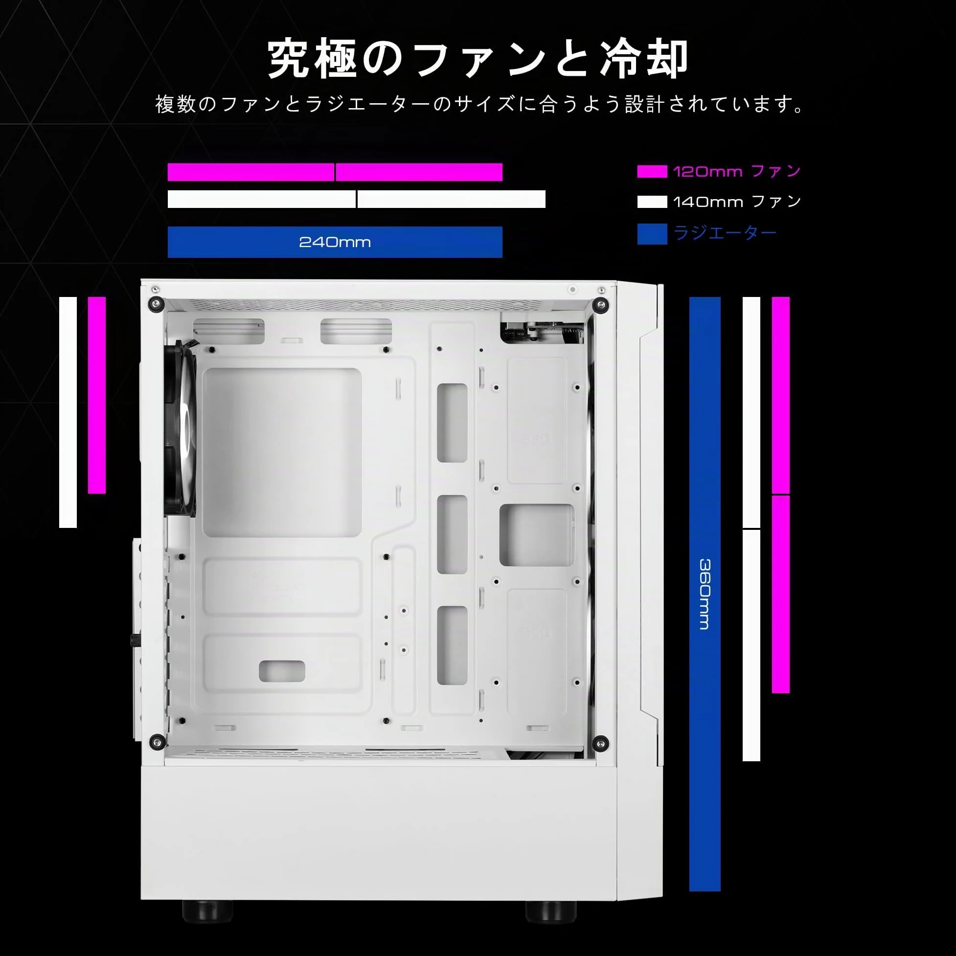 GAMDIAS TALOS E3 MESH Case da Gaming ATX per PC Mid-Tower, Pannello Laterale in Vetro Temperato, Include 3 ventole ARGB da 120 mm, Design a Mesh ad Alto Flusso d'Aria, Sync con Scheda Madre, Bianco