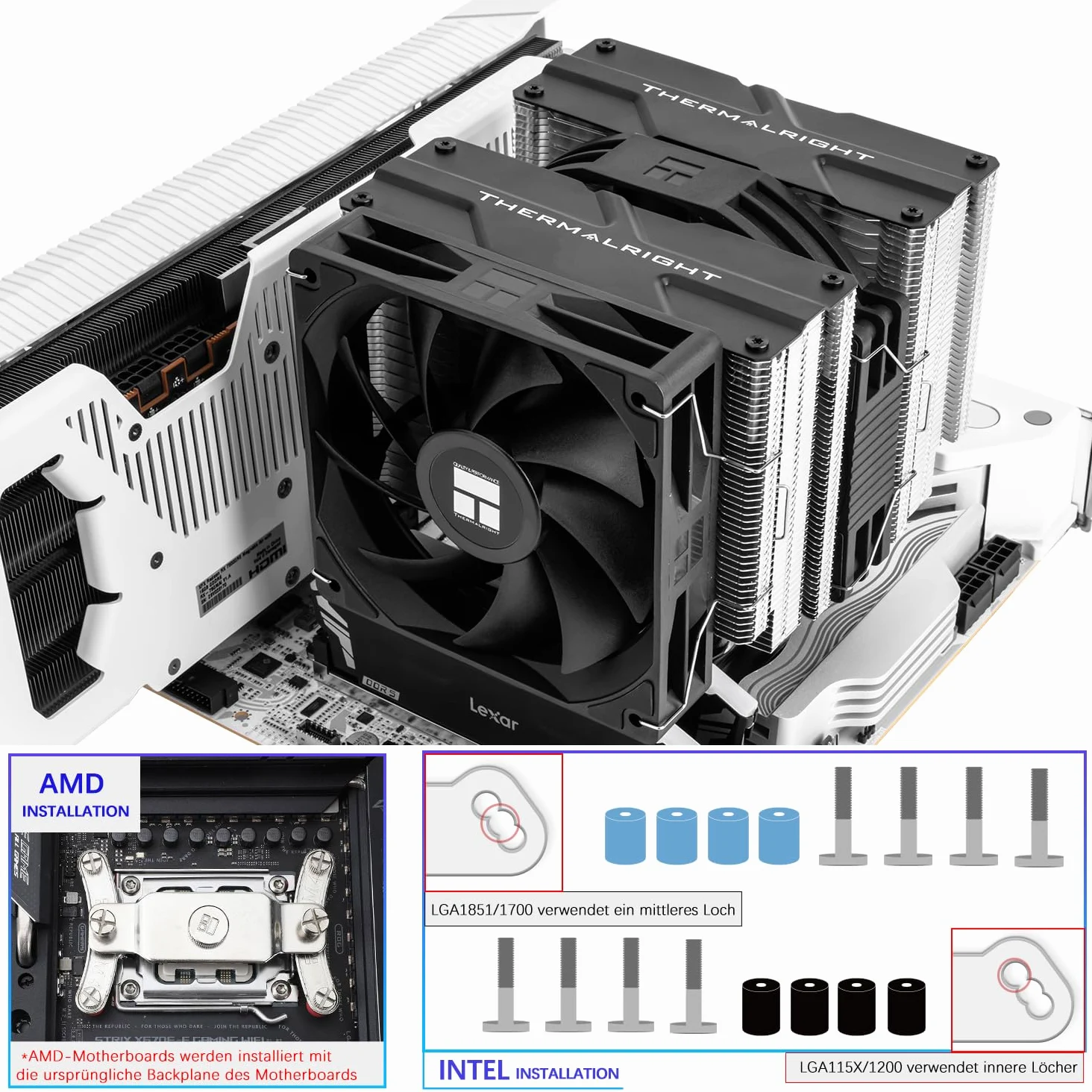 TR-Thermalright Peerless Assassin 140 SE CPU, Dual Tower e ventola con heatpipes da 6 x 6 mm, ventola PWM da 120 mm con 1850 RPM, per AM5/AM4, Intel LGA1851/1700/1150/1151/1200