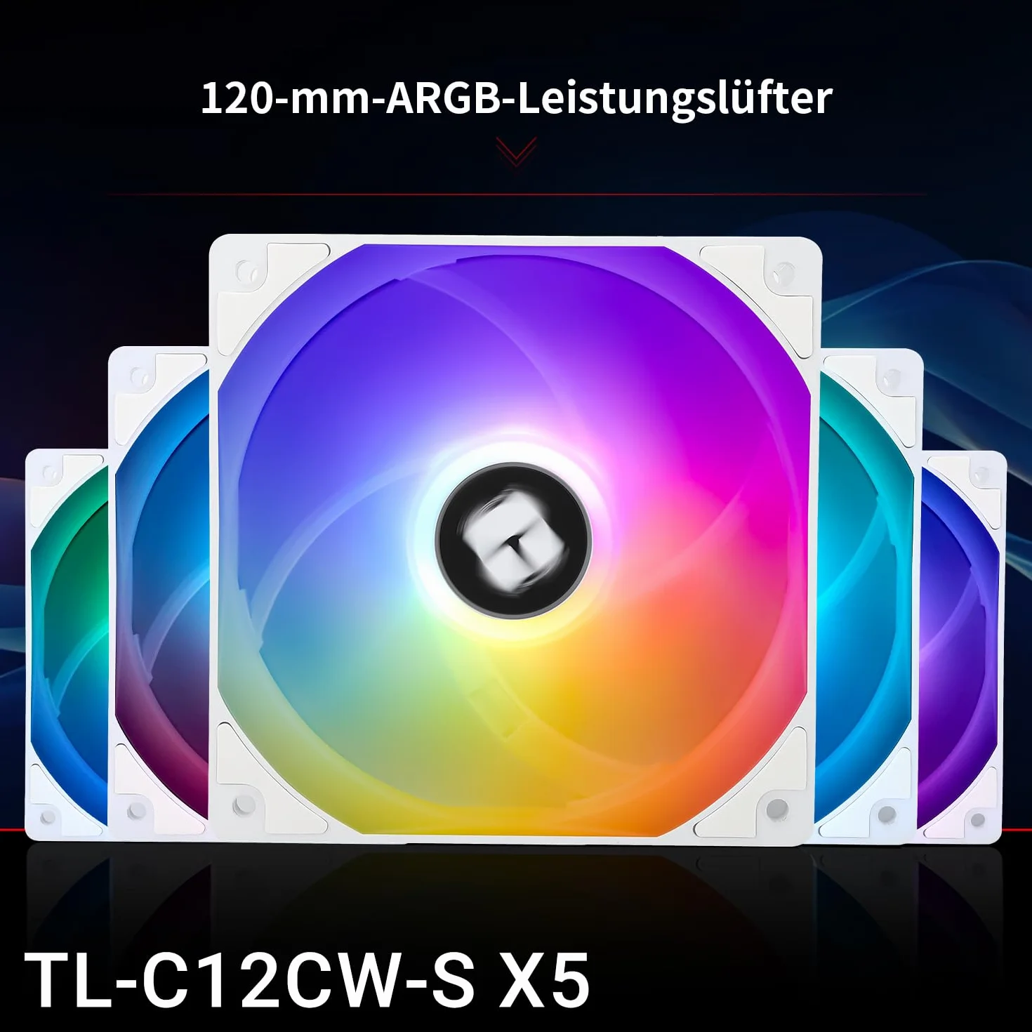 TR-Thermalright TL-C12CW-S X5 Ventola PWM ARGB per CPU da 120mm, Raffreddamento silenzioso a 1550RPM, Ventola CPU bianca confezione da 5, Abbinabile a case/dissipatore CPU
