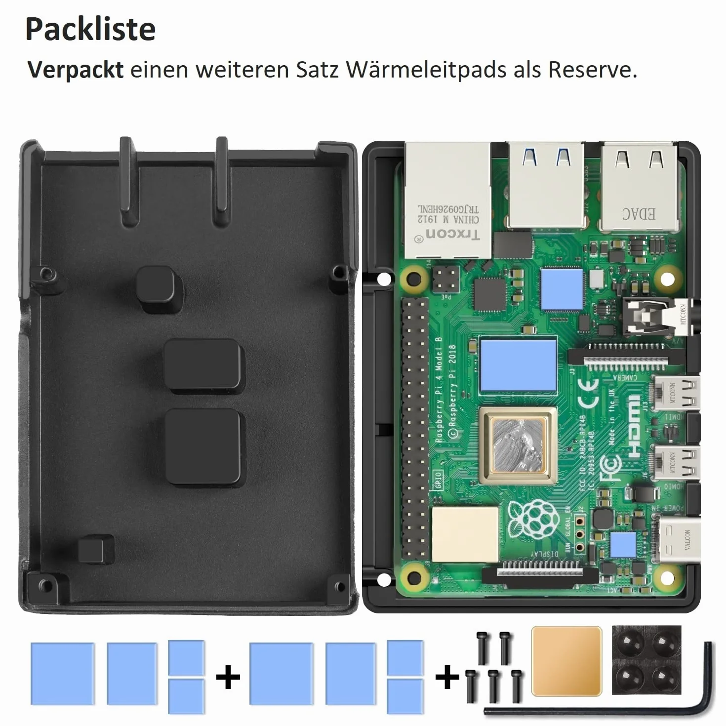 Miuzei Alloggiamento per Raspberry Pi 4 con custodia in alluminio raffreddamento passivo, per Raspberry Pi 4B, alloggiamento in alluminio compatibile con Raspberry Pi modello B 8 GB/4 GB/2 GB