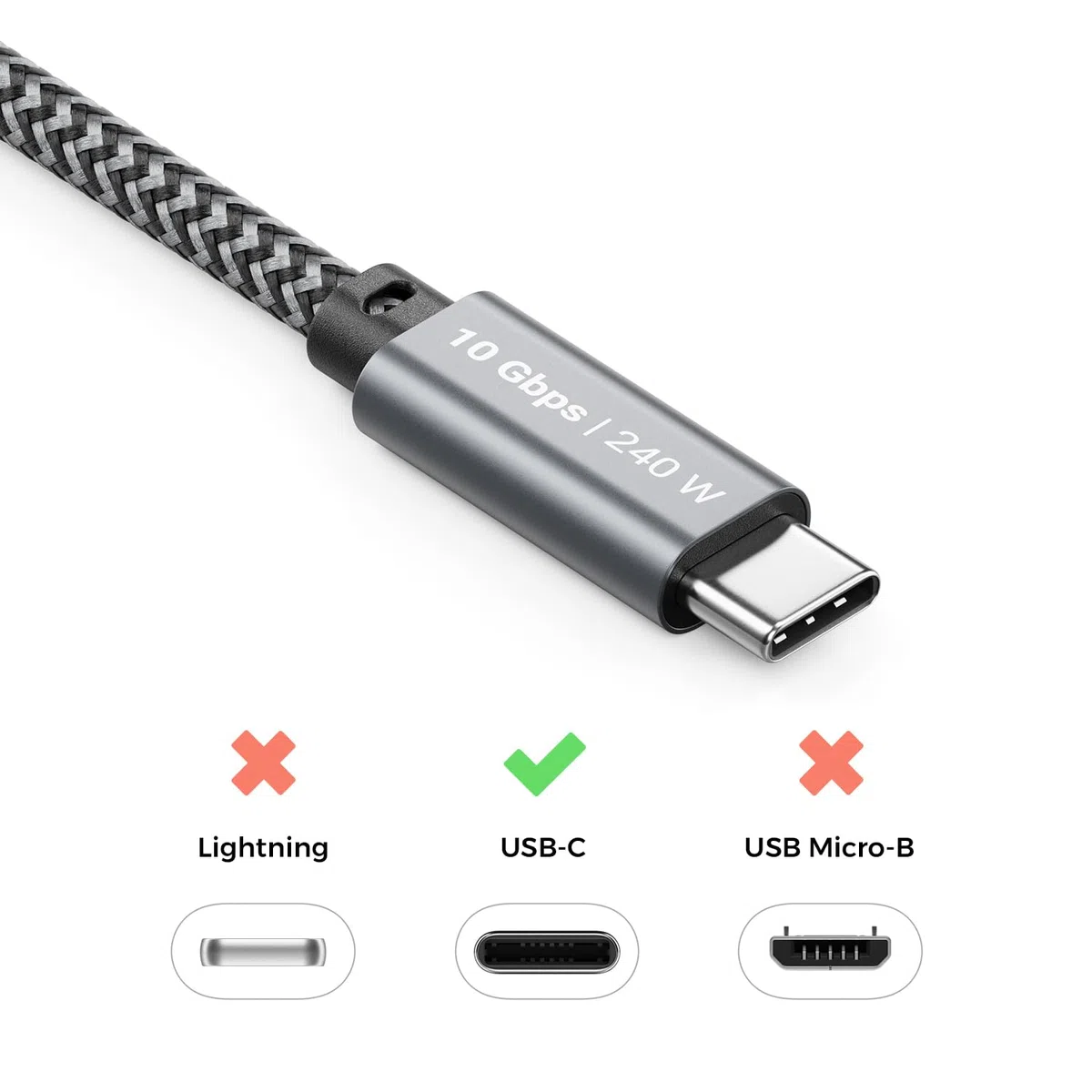 deleyCON 3,0m 240W Cavo USB-C 10 Gbps (USB 3.2 Gen2) PD 3.1 Ricarica Dati 4K@60Hz per Caricatore iPhone 17 16 15 Pro Max Air Galaxy A16 A26 A56 S26 S25 S24 iPad SSD HDD MacBook PS5