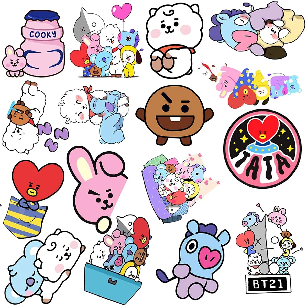 WiDream 100 Pezzi A-desivo G-raffiti Bt21, Impermeabili Vinile Caschi A-desivi Graffiti, Per Laptop, Skateboard, Valigie, Caschi, Telefoni Cellulari, Xbox, Macbook Adesivi Graffitii, (Adesivi 5-8 cm)