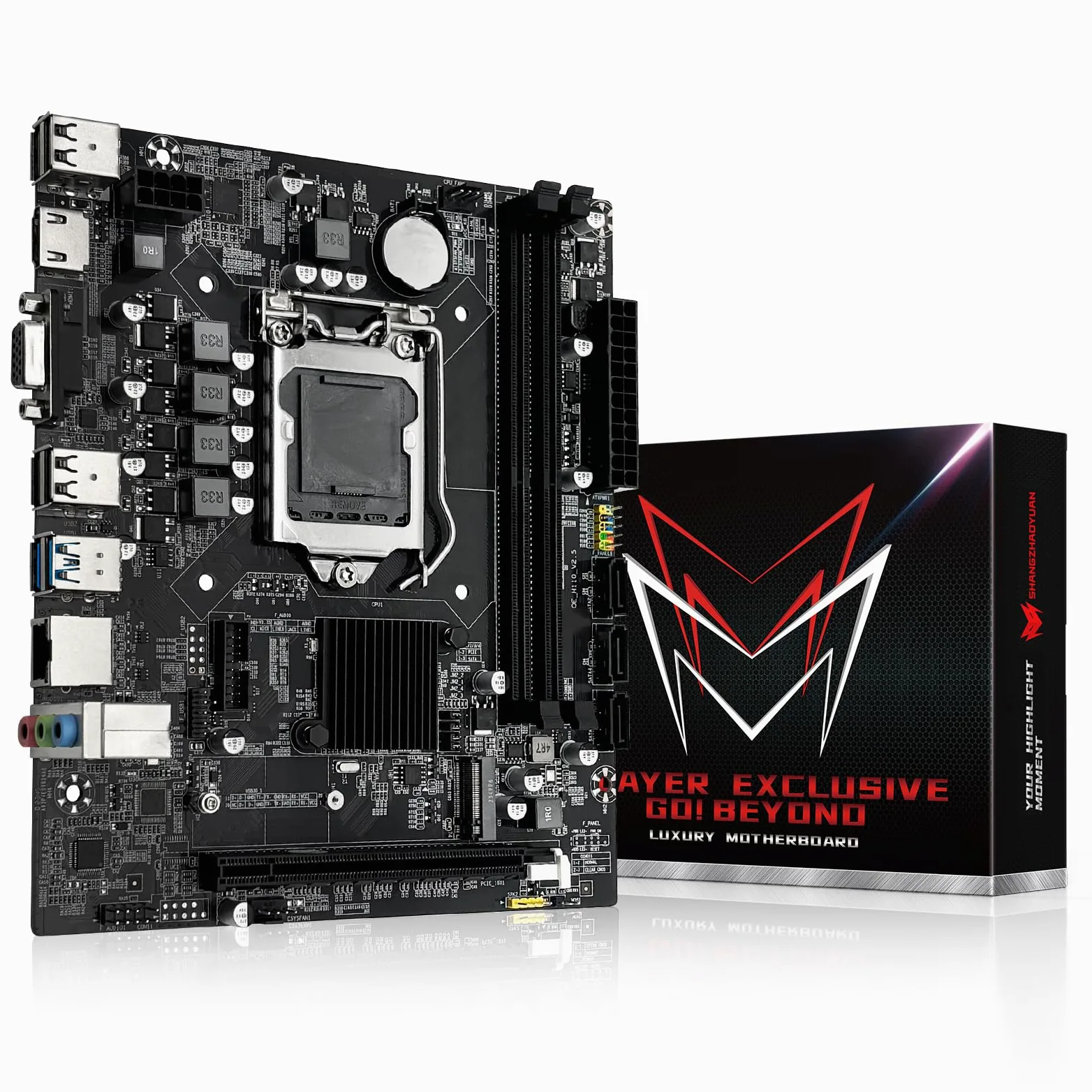 SHANGZHAOYUAN Scheda madre H110 LGA 1151, scheda madre da gioco per processori Intel 6-9a generazione Core i3/i5 Pentium, serie Celeron, DDR4, PCIe 3.0/2.0, NVME/NGFF M.2, SATA 6 Gbps, VAG,