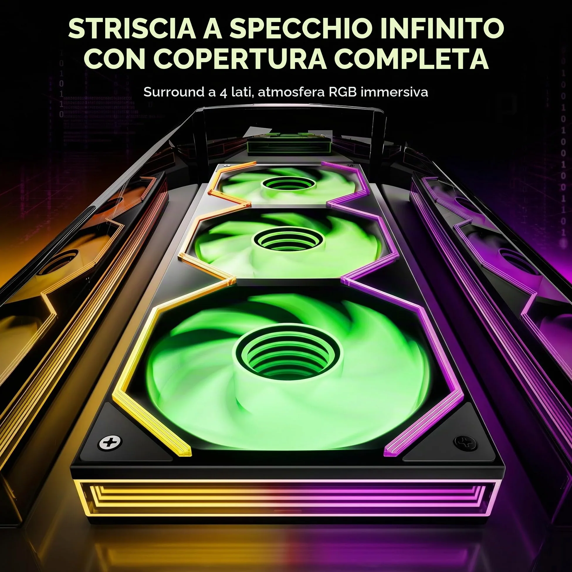 AsiaHorse Matrix Pro - Ventola per case PC da 360 mm, ventola per radiatore integrata 3 in 1 ARGB PWM con 88 LED, 2000 giri/min, 5 V sincronizzazione a 3 pin, illuminazione a 3 zone, flusso d'aria