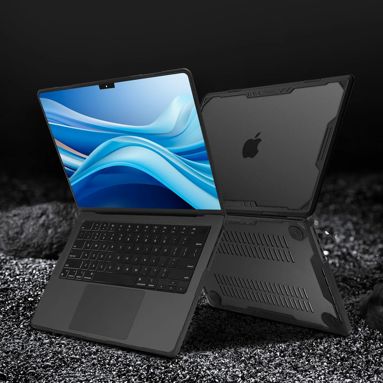 MOSISO Custodia Compatibile con MacBook Pro 14 Cover 2025-2021 M5 A3434 M4 A3112 A3185 A3401 M3 A2918 A2992 M2 A2779 M1 A2442,Case Paraurti TPU Geometrico Simmetrico&Copritastiera&Tipo C, Nero