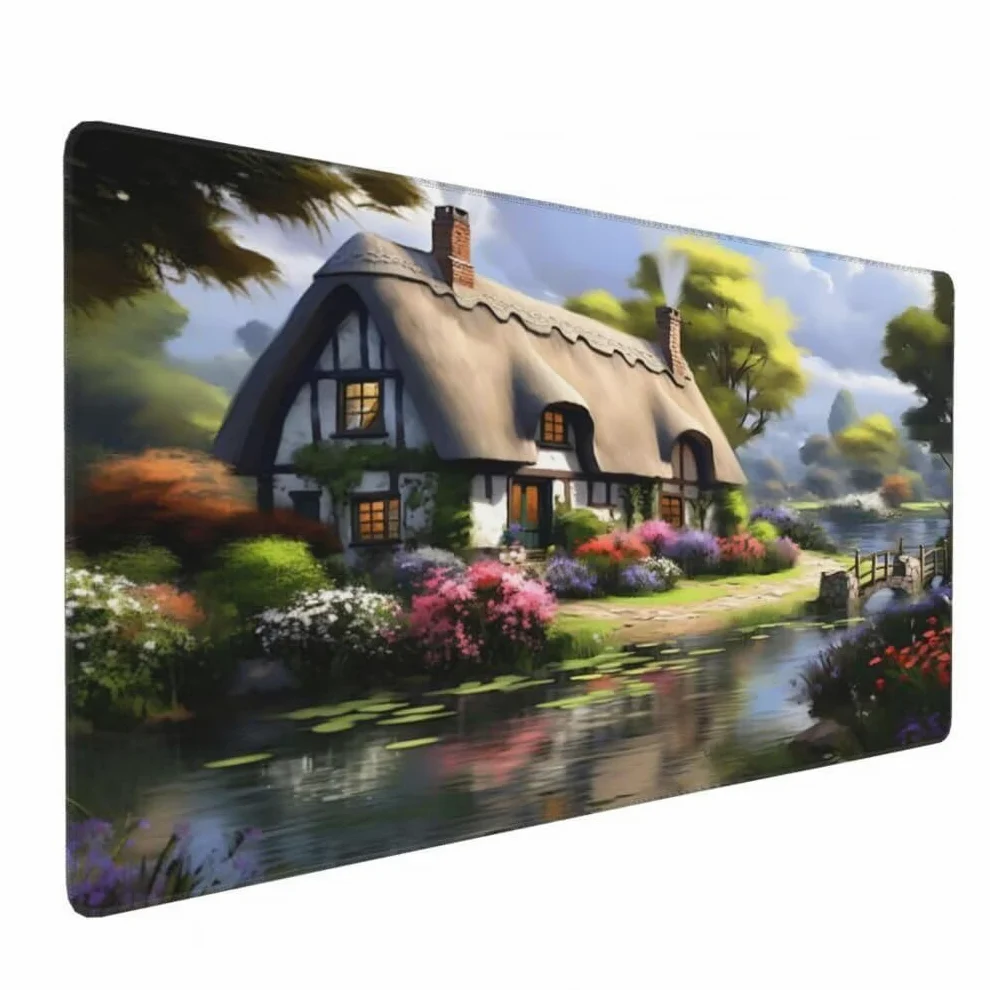 Tappetino Mouse XXL 1000x500mm Casa da Favola Grande Mouse Pad, Tappetino Scrivania con Bordi Cuciti, Grande Mousepad Gaming con Base Antiscivolo per Giocatori, Ufficio e Casa (Fiume) -MP1550
