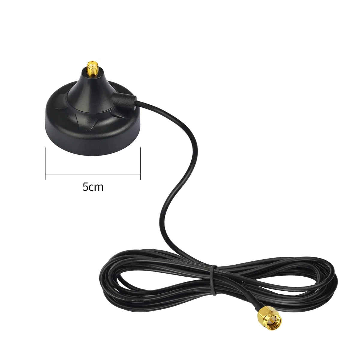 Superbat Base Magnetica Connettore SMA Femmina e Cavo RG174 da 3m con Connettore SMA Maschio Adatta per Antenne WiFi/GSM/3G/4G LTE