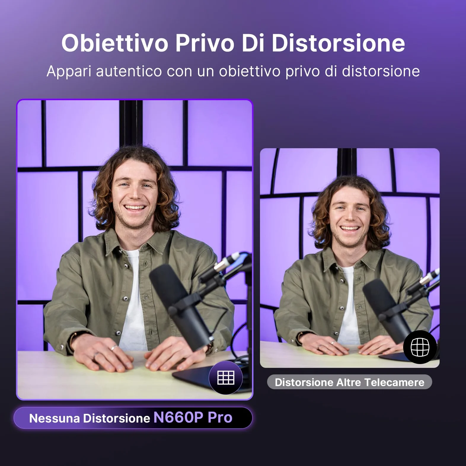 NexiGo N660P Pro Webcam 4K Con Lente Senza Distorsione, 1080P 60 FPS Autofocus, 3DNR, Microfoni Riduzione Rumore E Copertura Privacy, Webcam Gaming Streaming PC Mac Switch 2, Nero