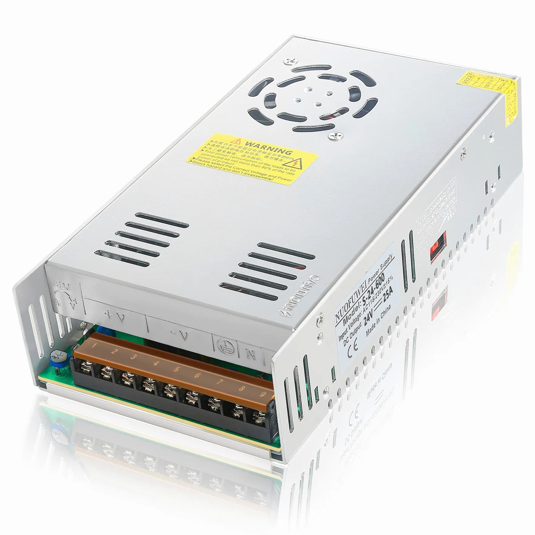 DC 24V 25A 600W Alimentatore Trasformatore 110/230V AC to DC 24V 600 Watt Interruttore Alimentatore per verricello Jack auto Monitor LCD CCTV Telecamera sicurezza Stereo auto e altri dispositivi