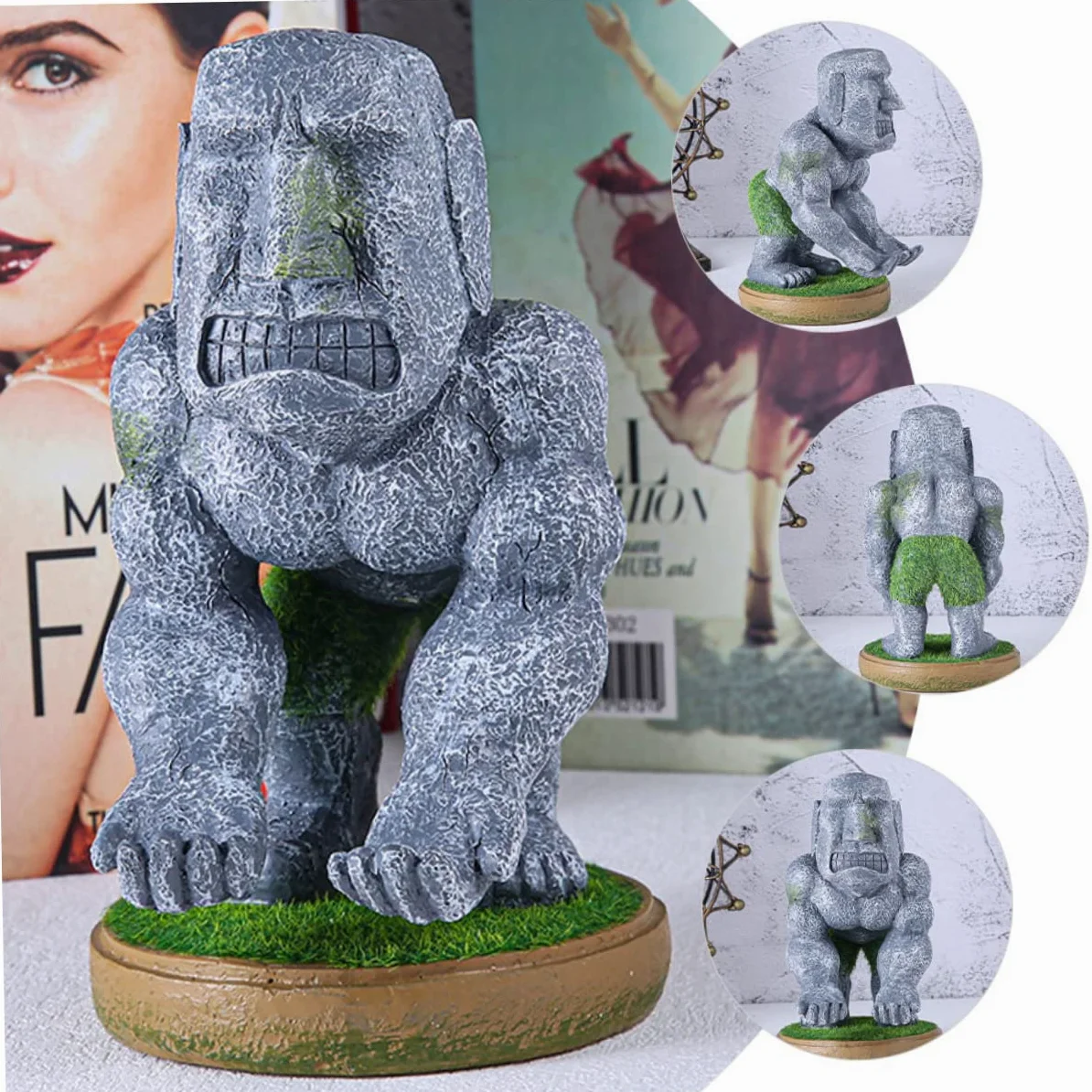 Tofficu Supporto Controller Gaming in Resina a Forma di Statua Moai, Multiuso e Durevole, per Desktop e Casa, Accessorio Postazione Gaming Originale