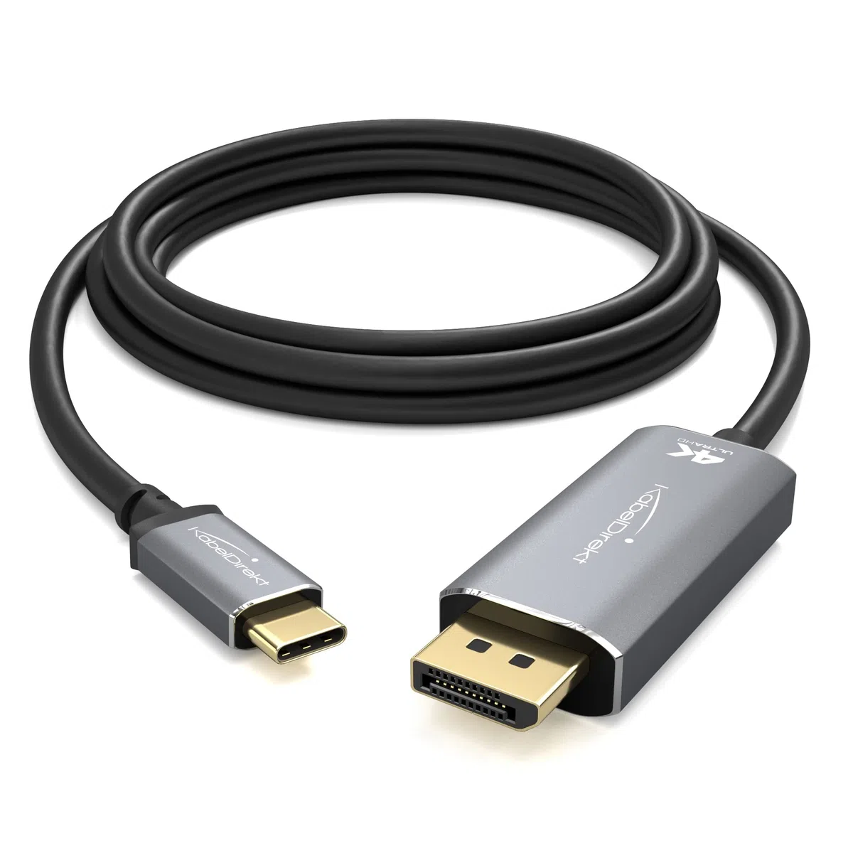 KabelDirekt Adattatore e cavo USB-C a DisplayPort, 2 m, fino a 4K/2160p a 60 Hz – per collegare portatili, smartphone e tablet a grandi schermi – DP, Thunderbolt 3/USB-C 3.1