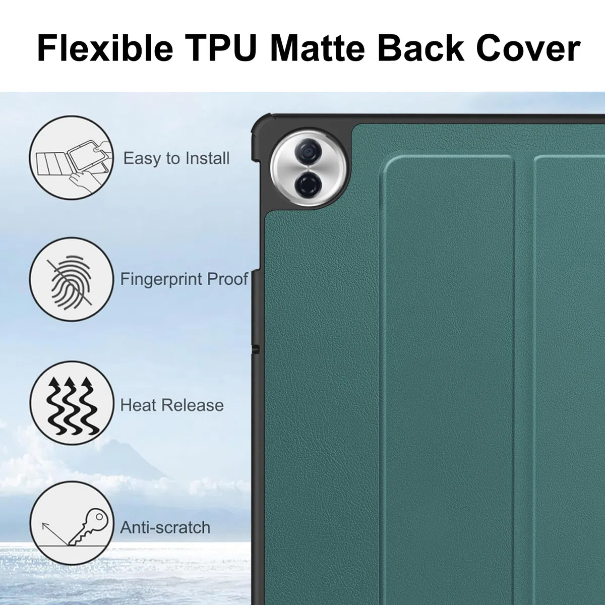 Custodia per Honor Pad 10 12.1" 2025 Cover in Pelle Case, + [1 Pezzi] Vetro Temperato Pellicola Protettiva [Auto Svegliati/Sonno][Supporto Funzione ] [Anti-Scratch] Nero