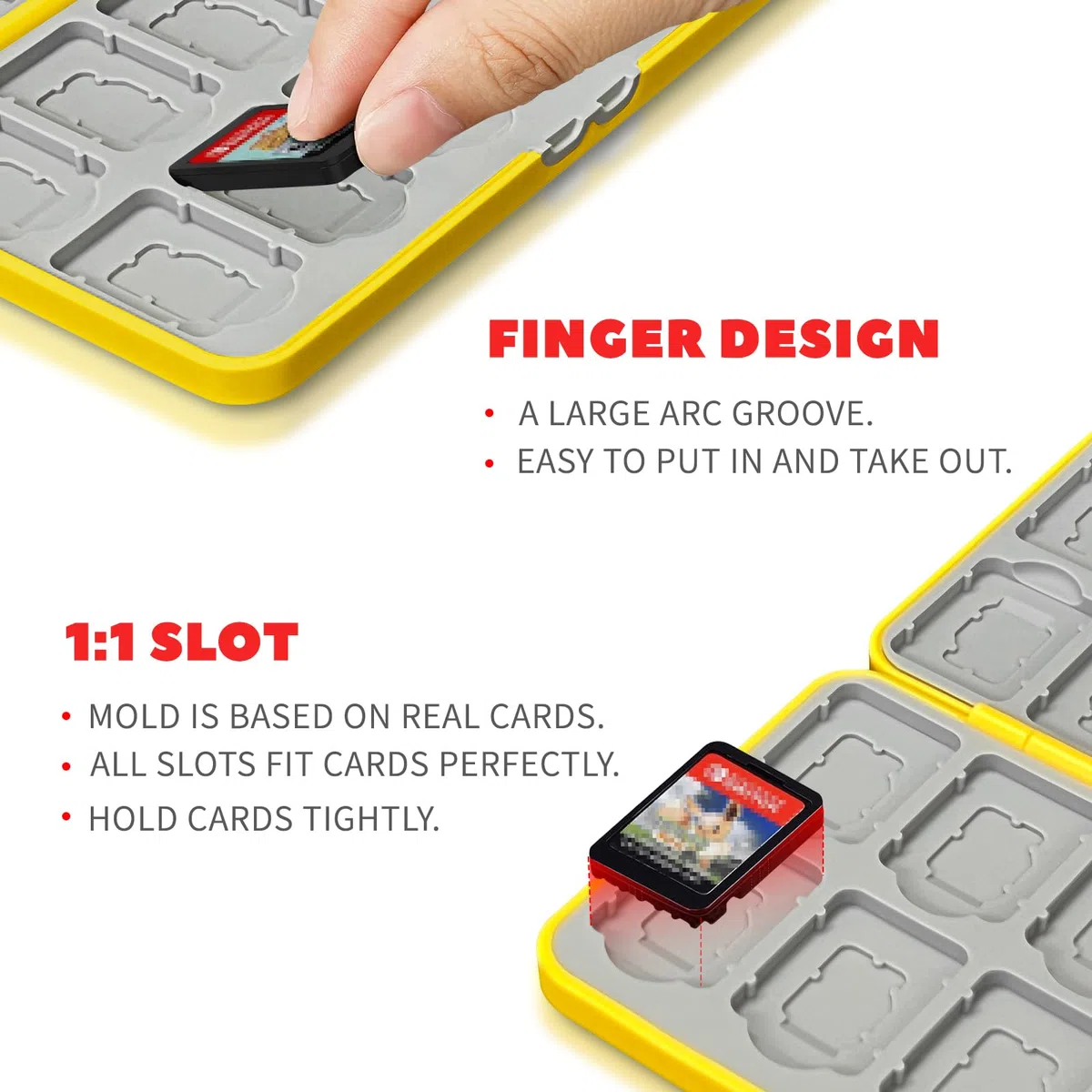 doepeBAE Custodia per Schede di Gioco, Custodie Giochi Switch, Switch Game Card Case, Scatola per Carte con Fodera in Silicone, Con 24 Slot per Cartucce di Gioco e 24 Slot per Schede SD (24B)