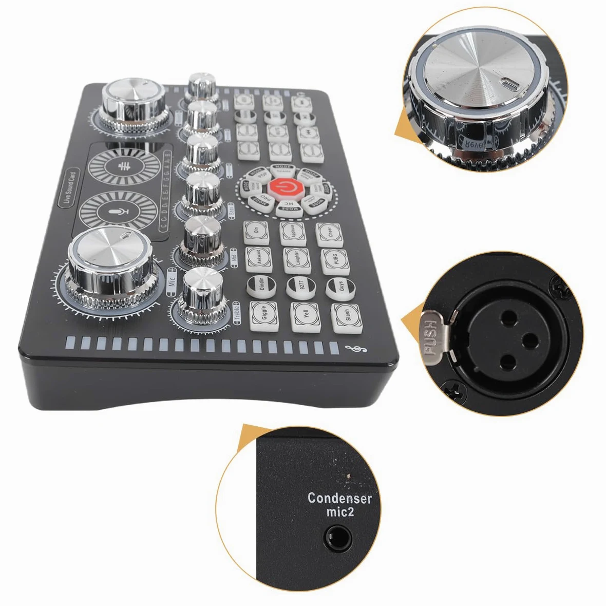 Alide Scheda audio Q7 Live, alimentazione Phantom a 48 V, riduzione del rumore di terza marcia per streaming live, podcast, voice over, canto, PC, smartphone